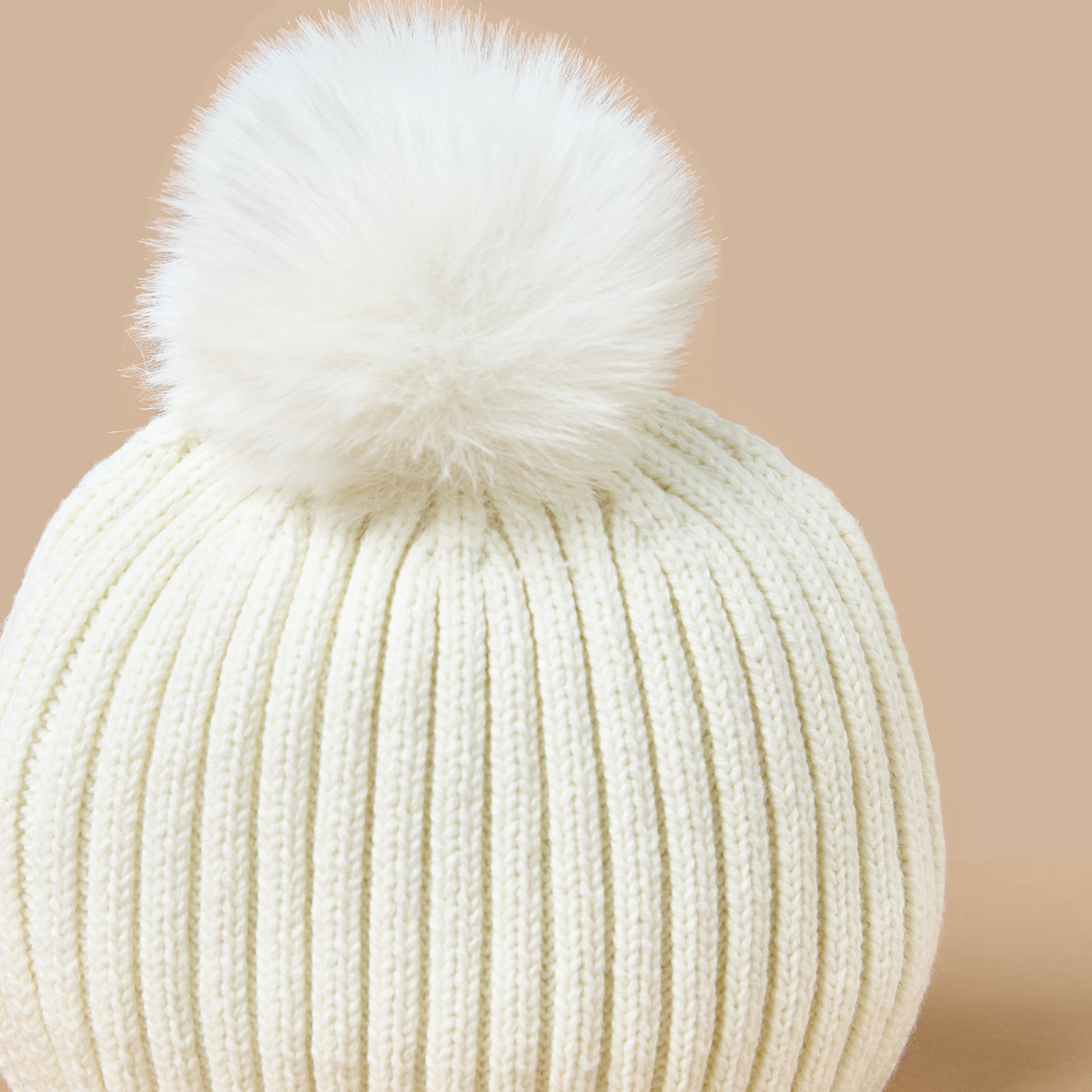 Juniors Textured Beanie Cap with Pom-Pom Detail-baby-girls-clothing-winterwear-winteraccessories-image-4