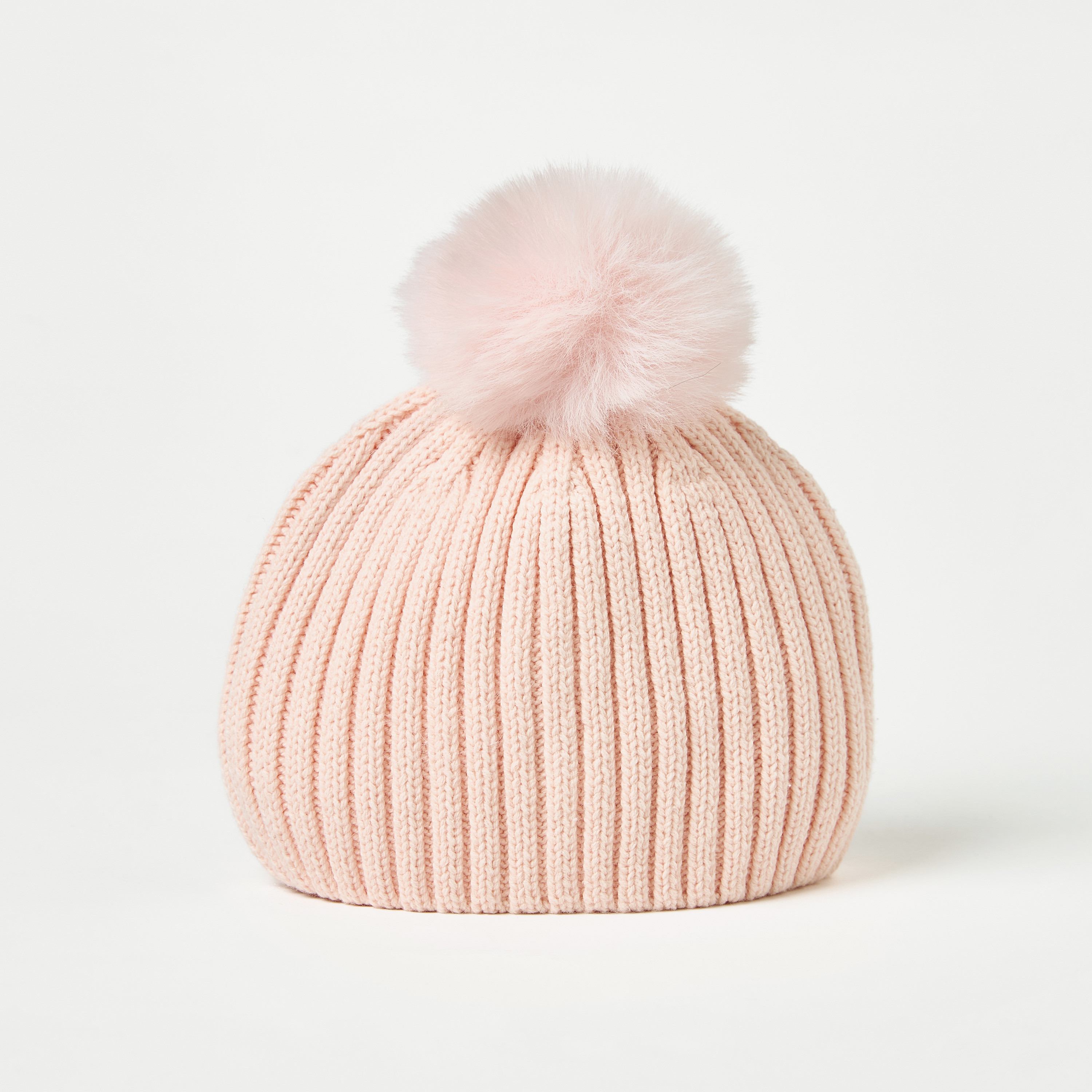 قبعة بيني بارزة الملمس بتفاصيل بوم بوم من جونيورز-baby-girls-clothing-winterwear-winteraccessories-image-2
