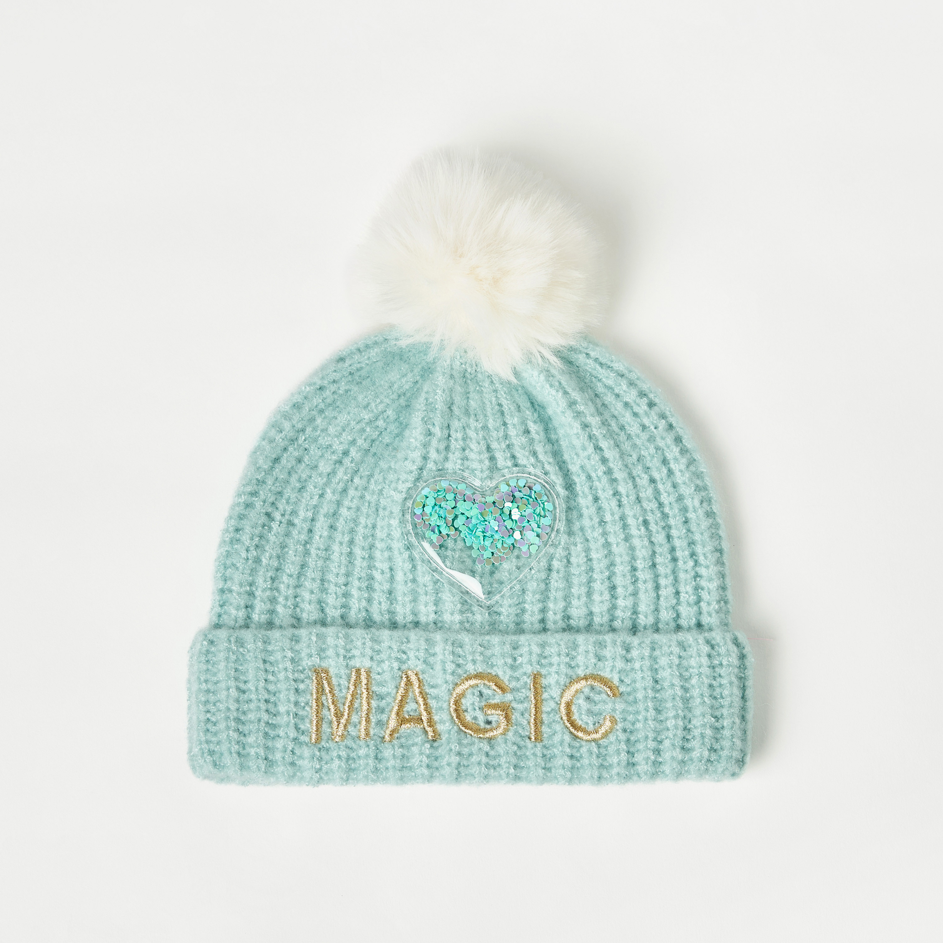 Juniors Heart Embellished Beanie Cap with Gloves and Scarf-girls-clothing-winterwear-winteraccessories-image-2