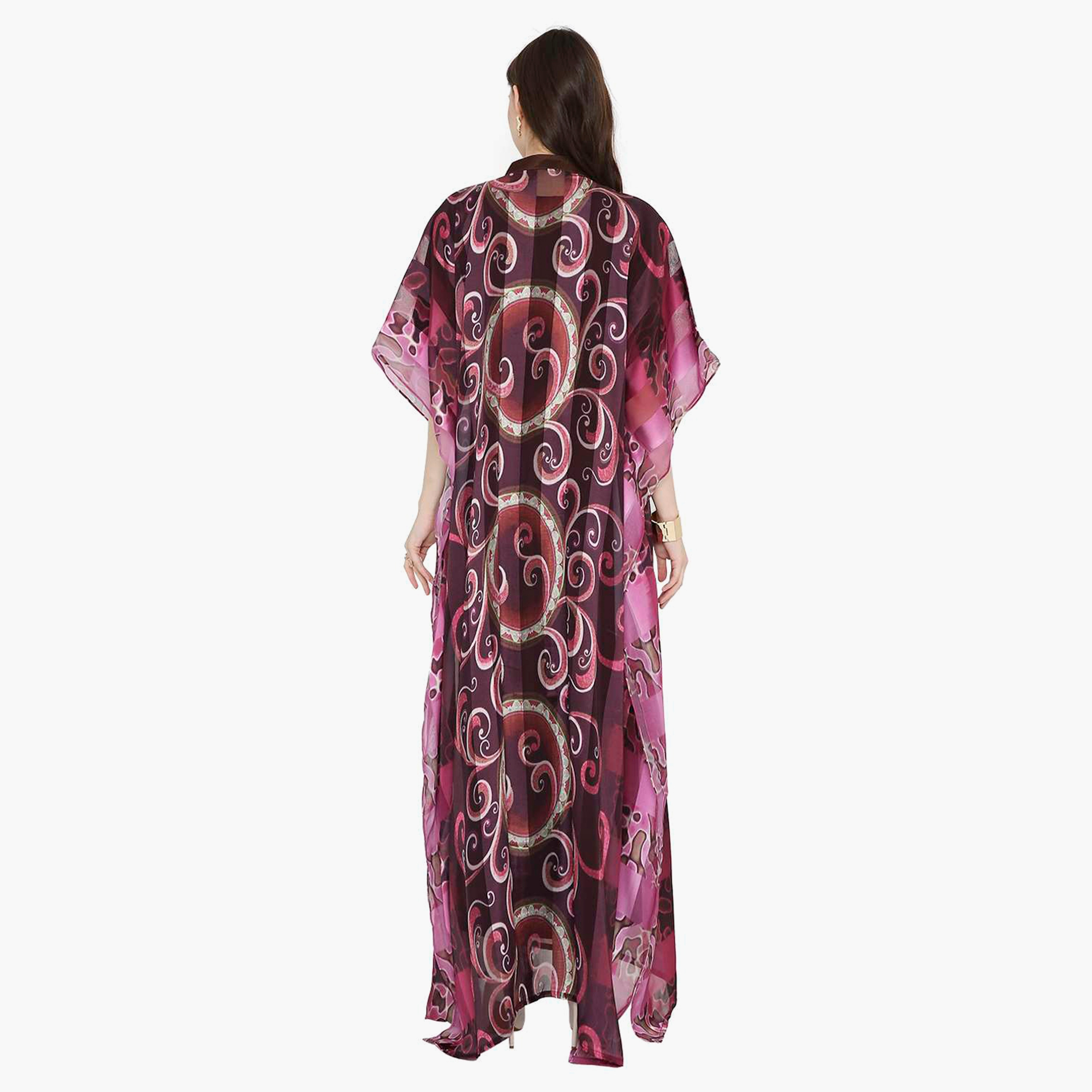 قفطان احتفالي نسائي متعدد الألوان مطبوع بياقة وأكمام واسعة من هانا آند سارة-women-arabicclothing-jalabiyas-image-5