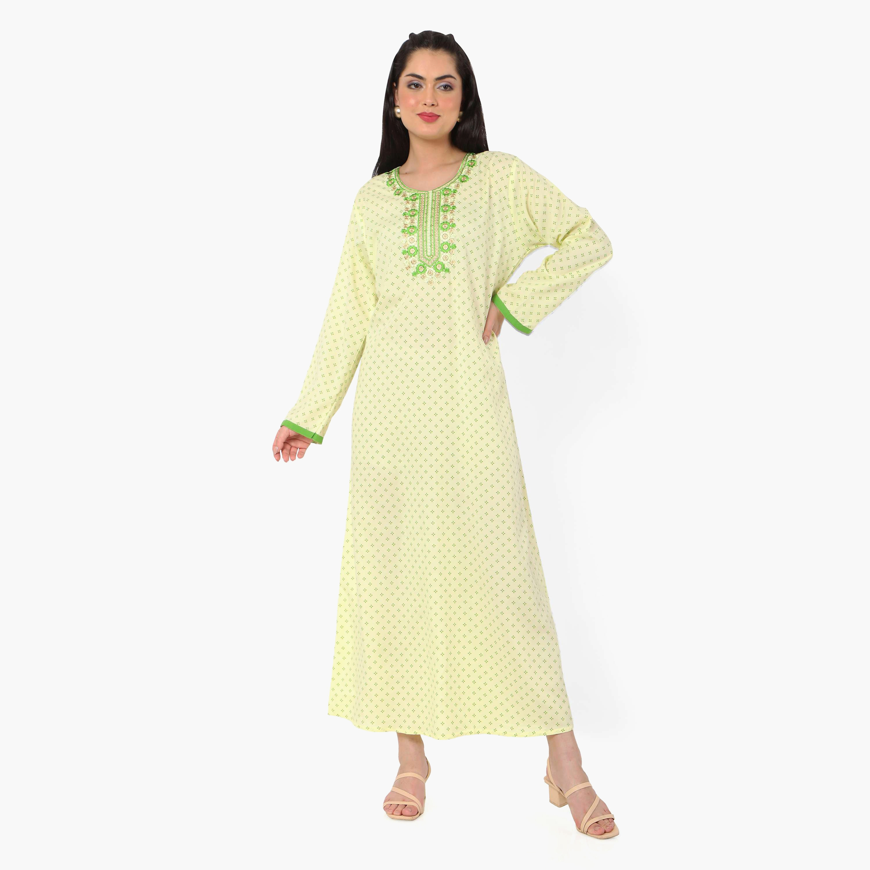 جلابية نسائية مطرزة بعقدة عنق من هانا آند سارة-women-arabicclothing-jalabiyas-image-1