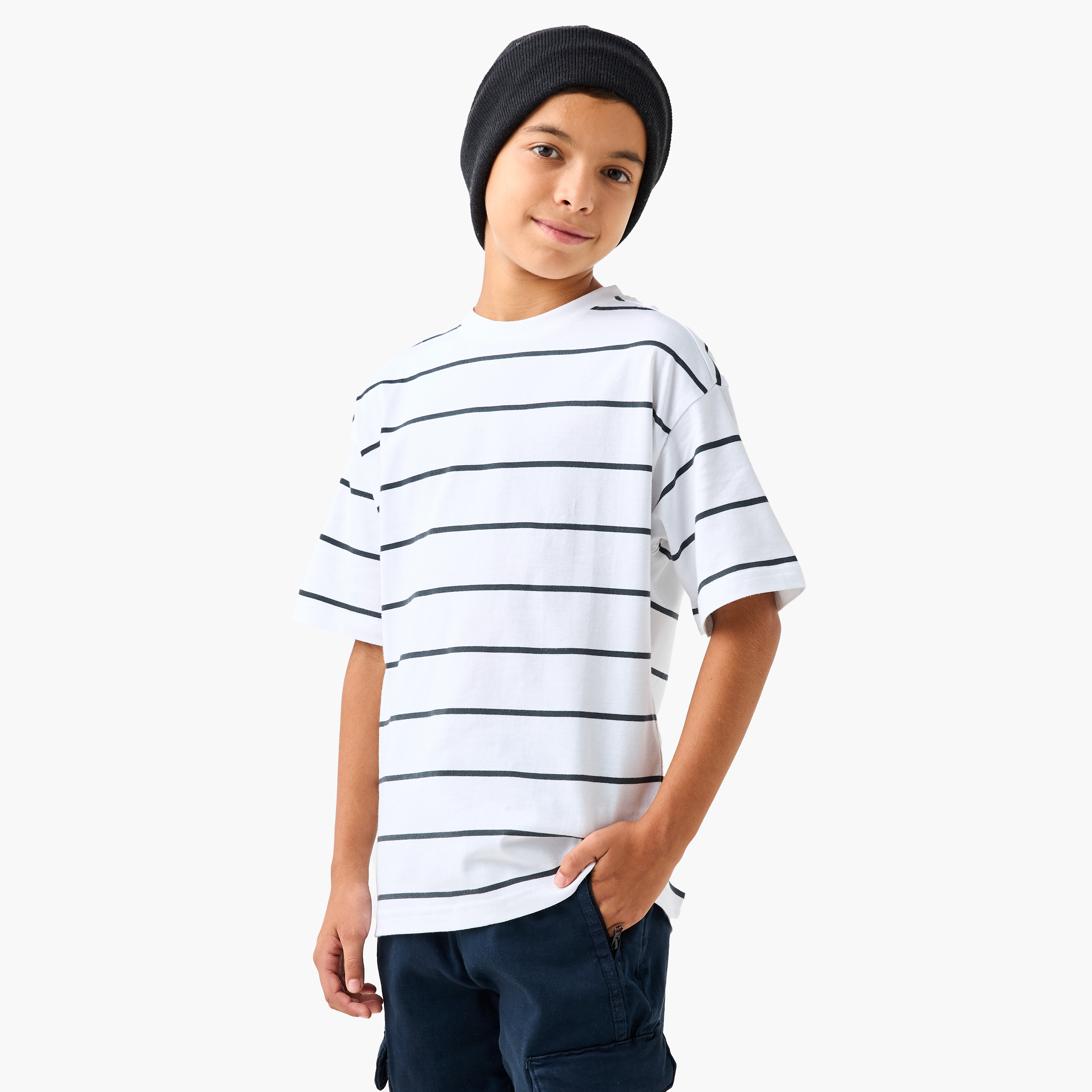 Juniors Striped T-shirt with Short Sleeves-boys-clothing-tshirtsandpolos-image-1
