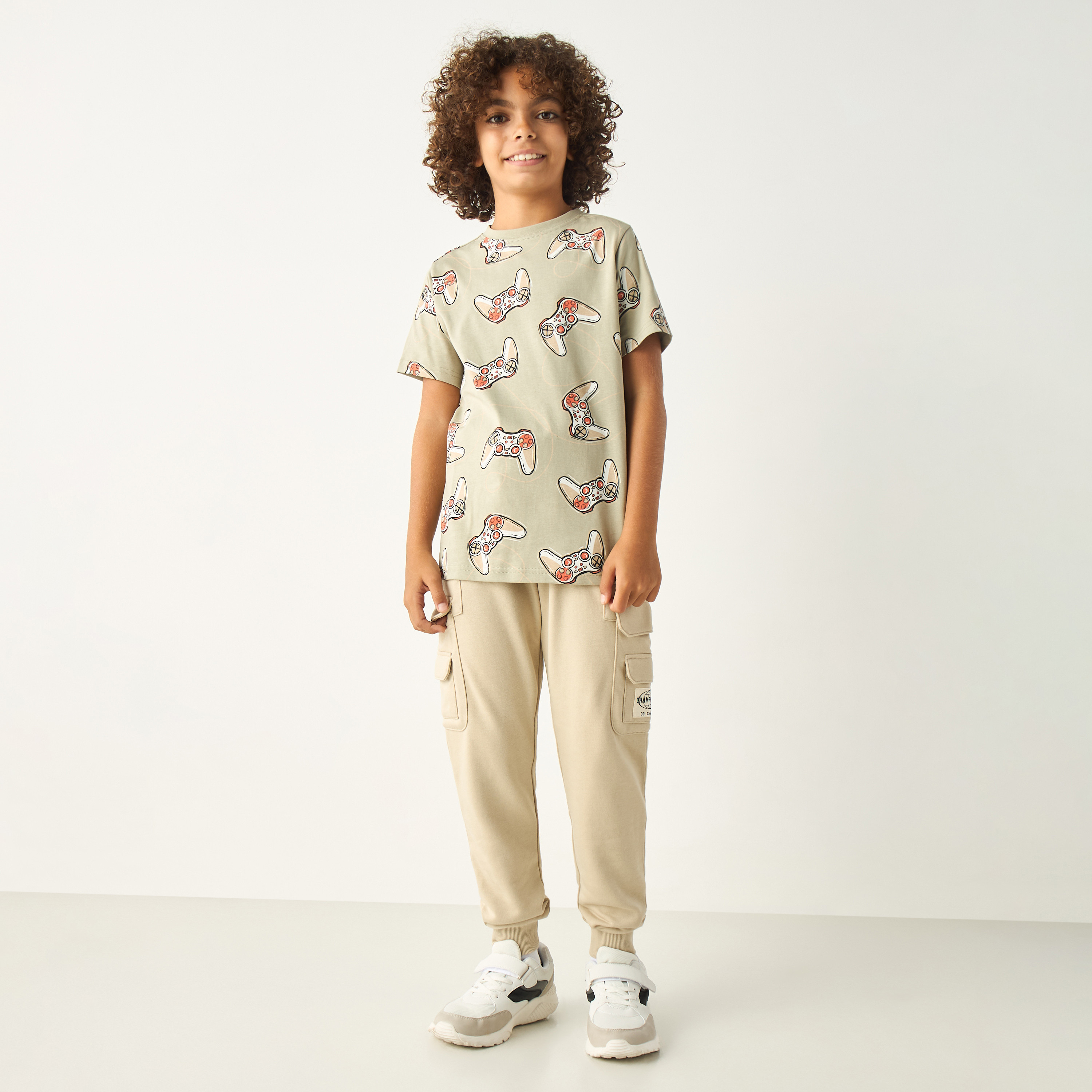 Juniors Gamer Print Crew Neck T-shirt with Short Sleeves-boys-clothing-tshirtsandpolos-image-2