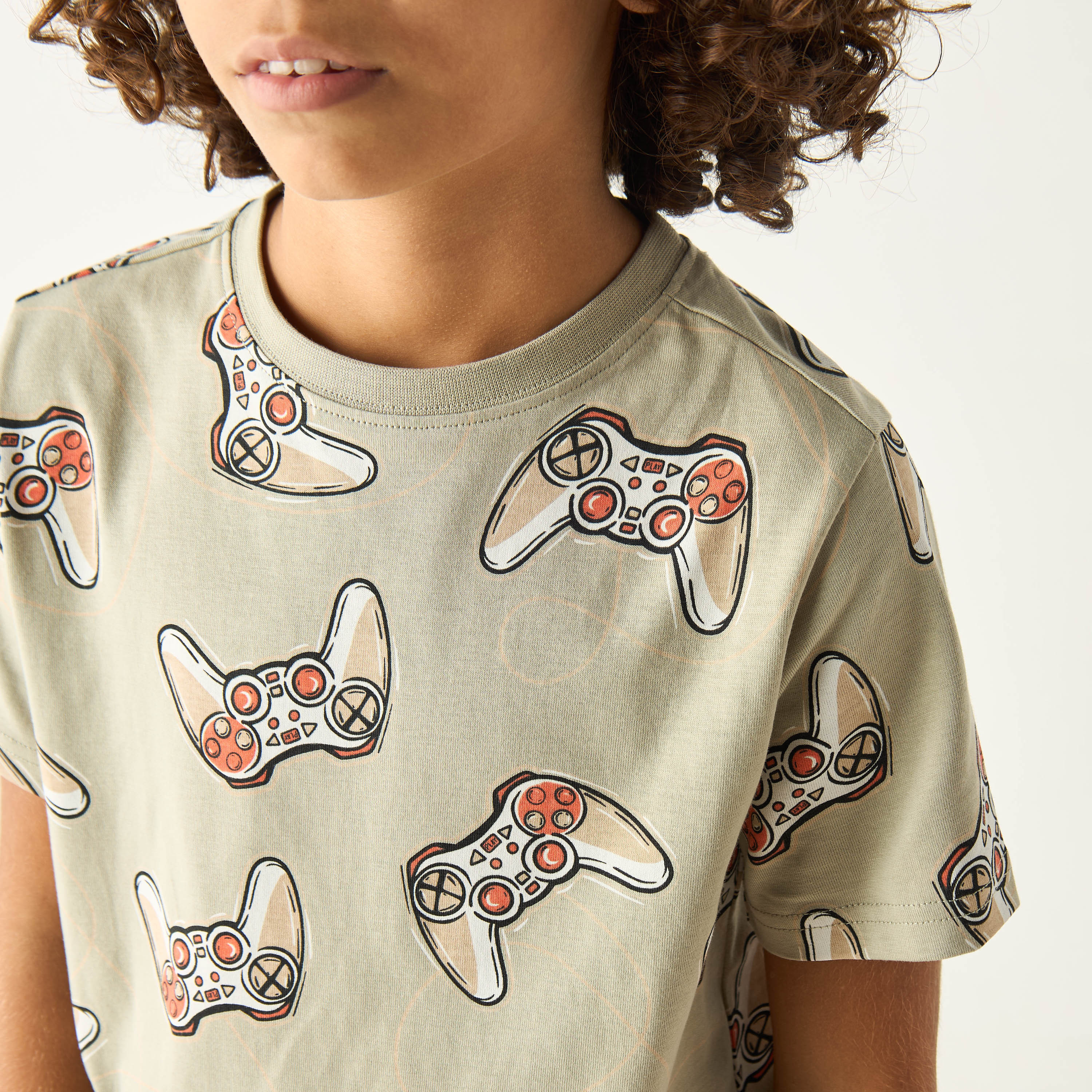 Juniors Gamer Print Crew Neck T-shirt with Short Sleeves-boys-clothing-tshirtsandpolos-image-4