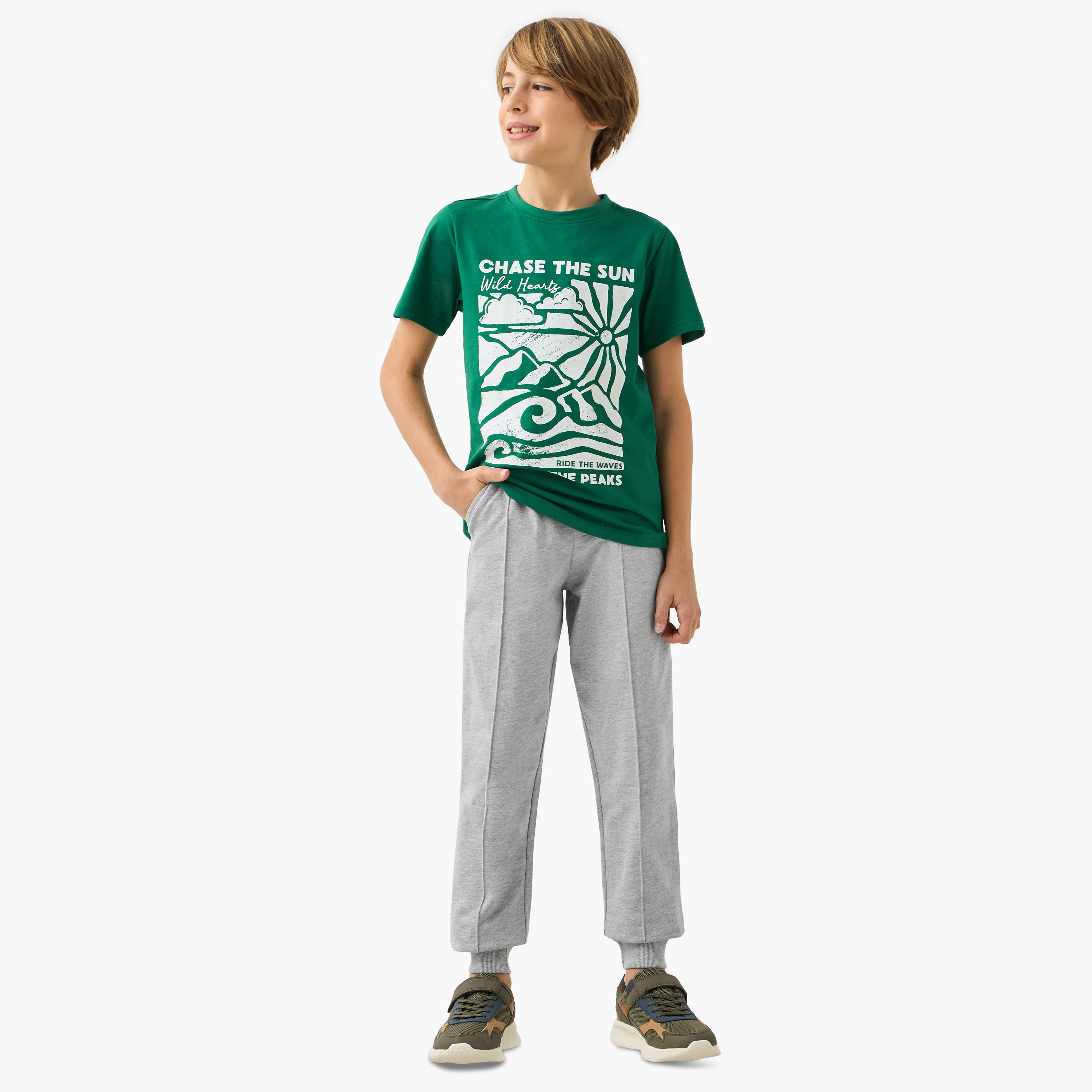 Juniors Solid Joggers with Drawstring Closure and Pockets-boys-clothing-schoolwear-bottoms-joggers-image-2
