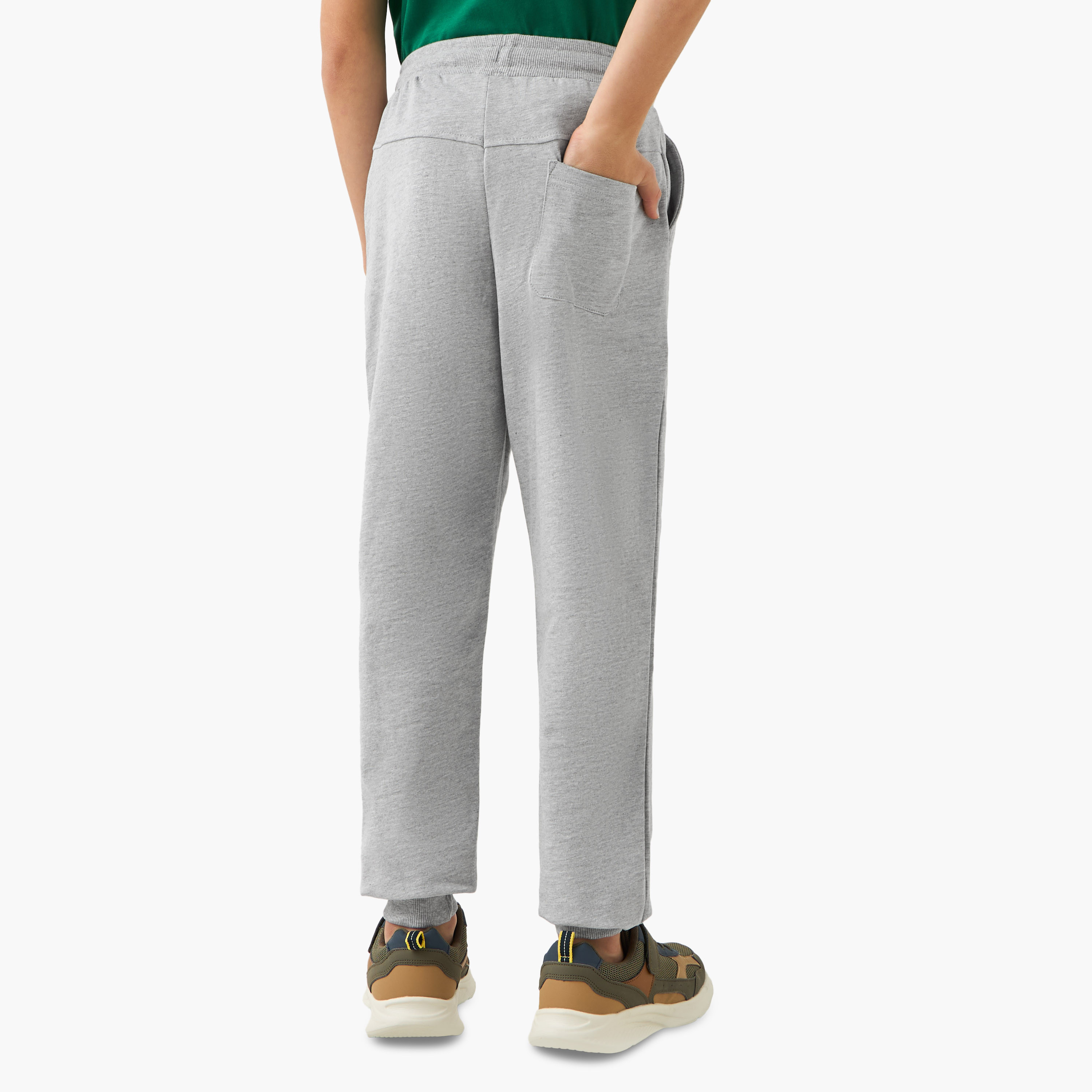 Juniors Solid Joggers with Drawstring Closure and Pockets-boys-clothing-schoolwear-bottoms-joggers-image-3
