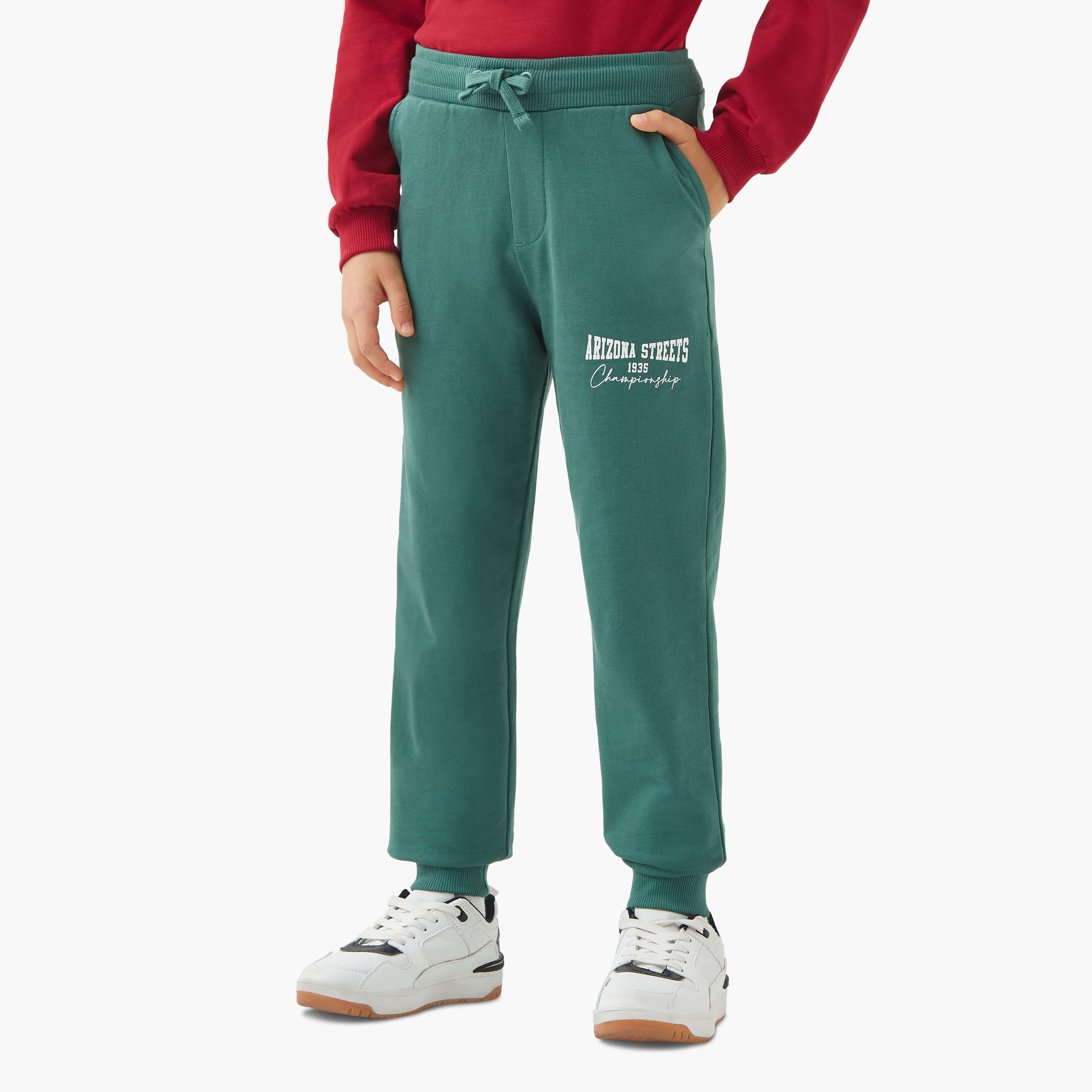 Juniors Varsity Print Joggers with Drawstring Closure and Pockets-boys-clothing-bottoms-joggersandtrackpants-image-1