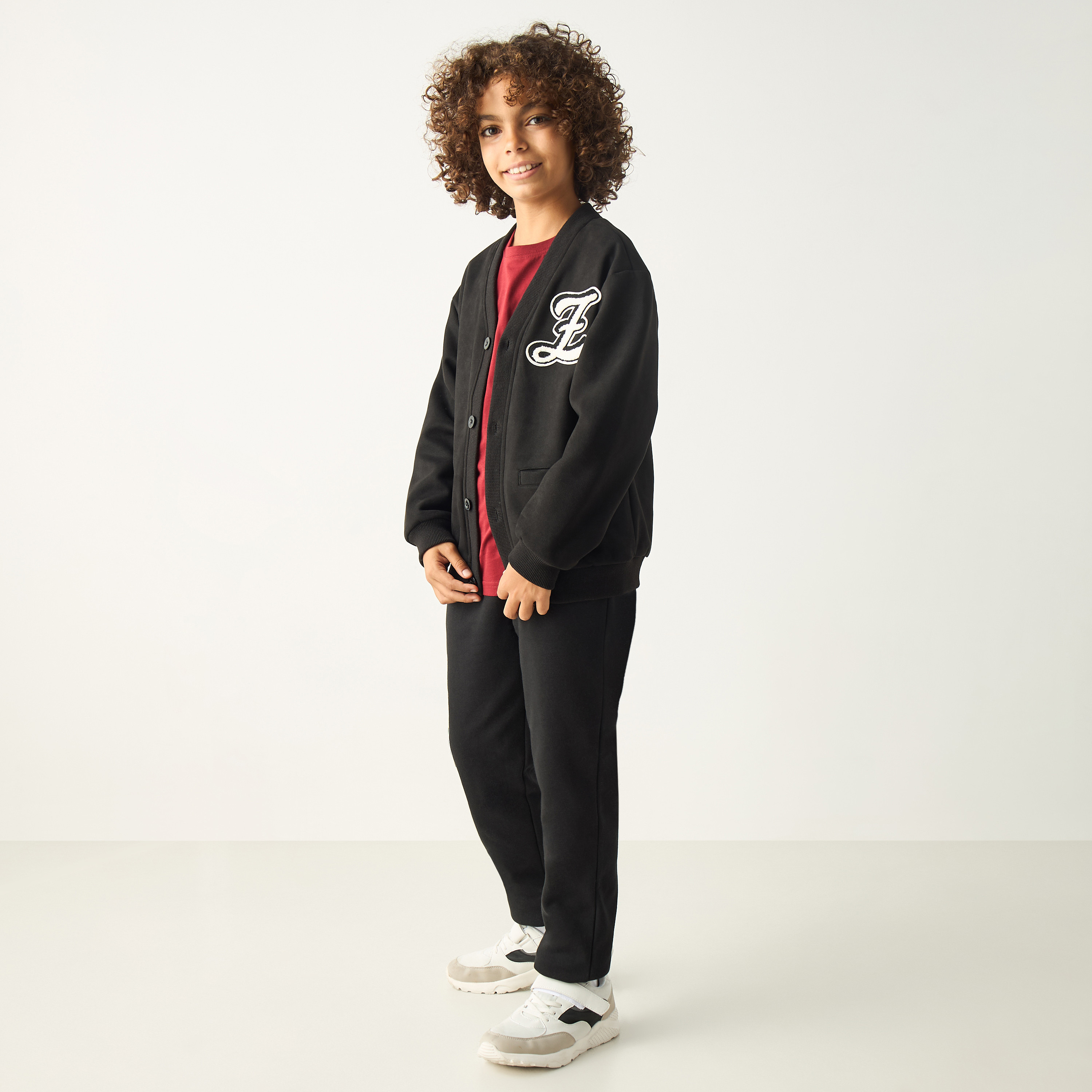 Juniors Applique Detail Long Sleeves Jacket with Pockets and Button Closure-boys-clothing-jacketsandcoats-image-2