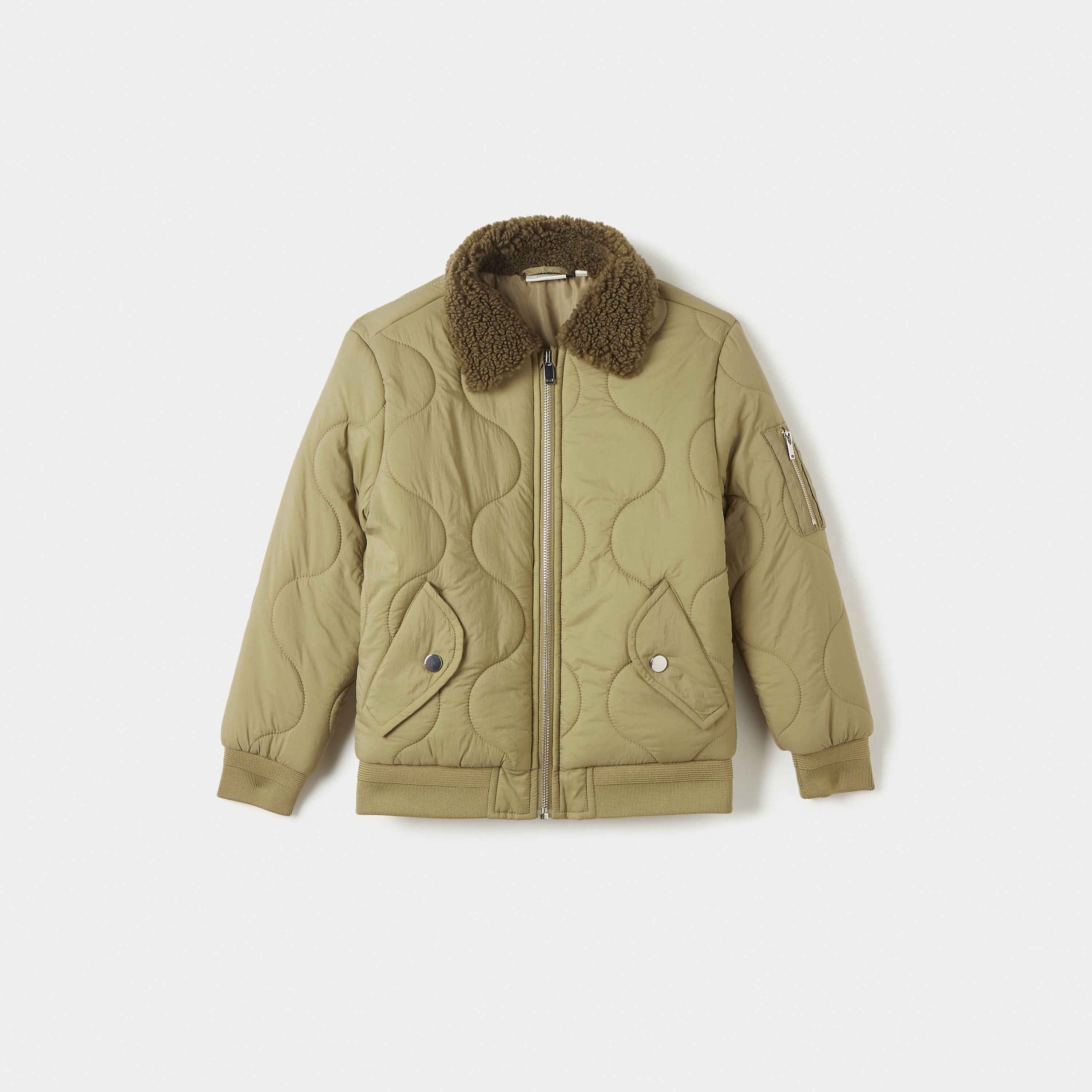 Juniors Quilted Heavy Jacket with Long Sleeves and Zip Closure-boys-clothing-jacketsandcoats-image-1
