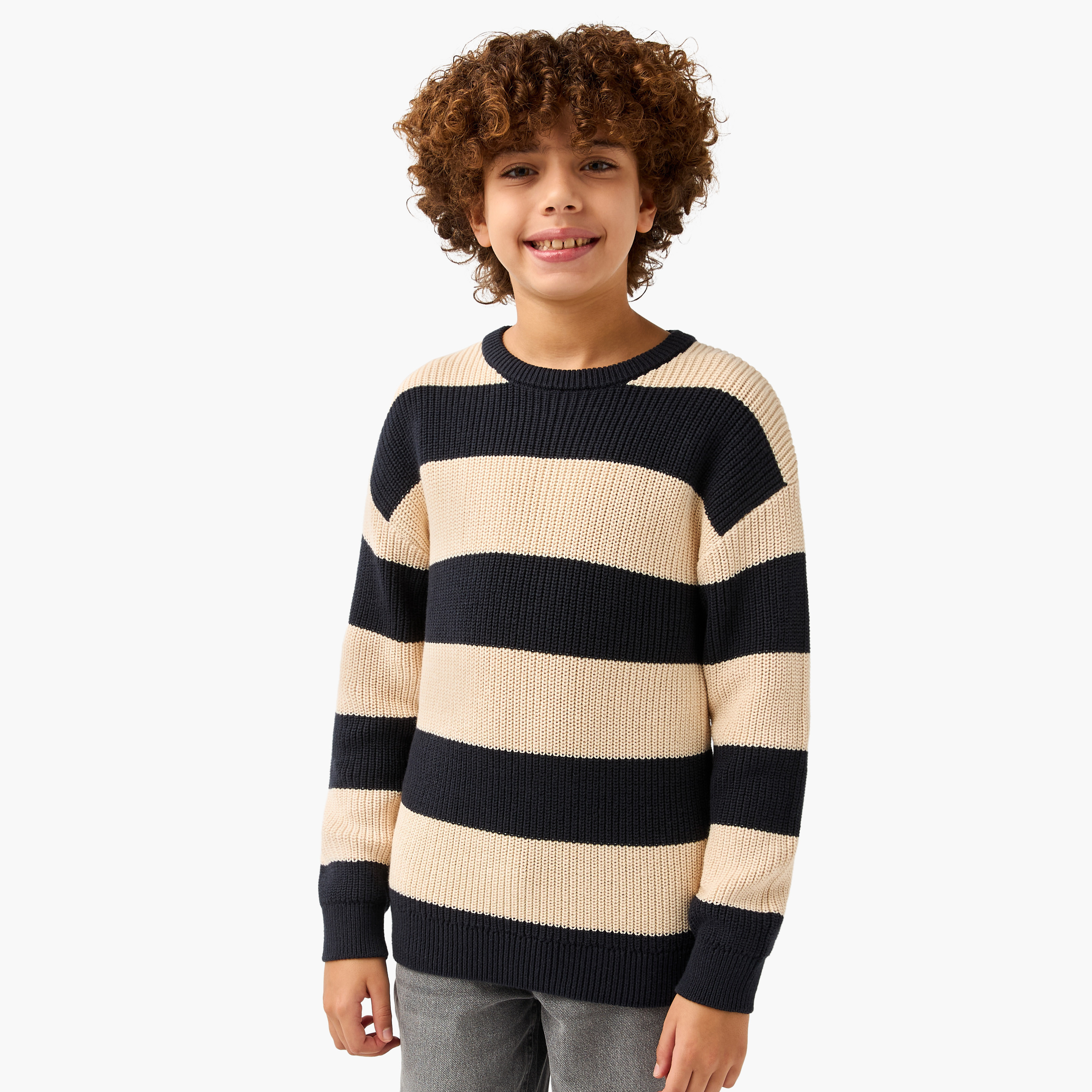بلوفر مخطط بأكمام طويلة وياقة ضيقة من جونيورز-boys-clothing-jumpersandcardigans-image-4