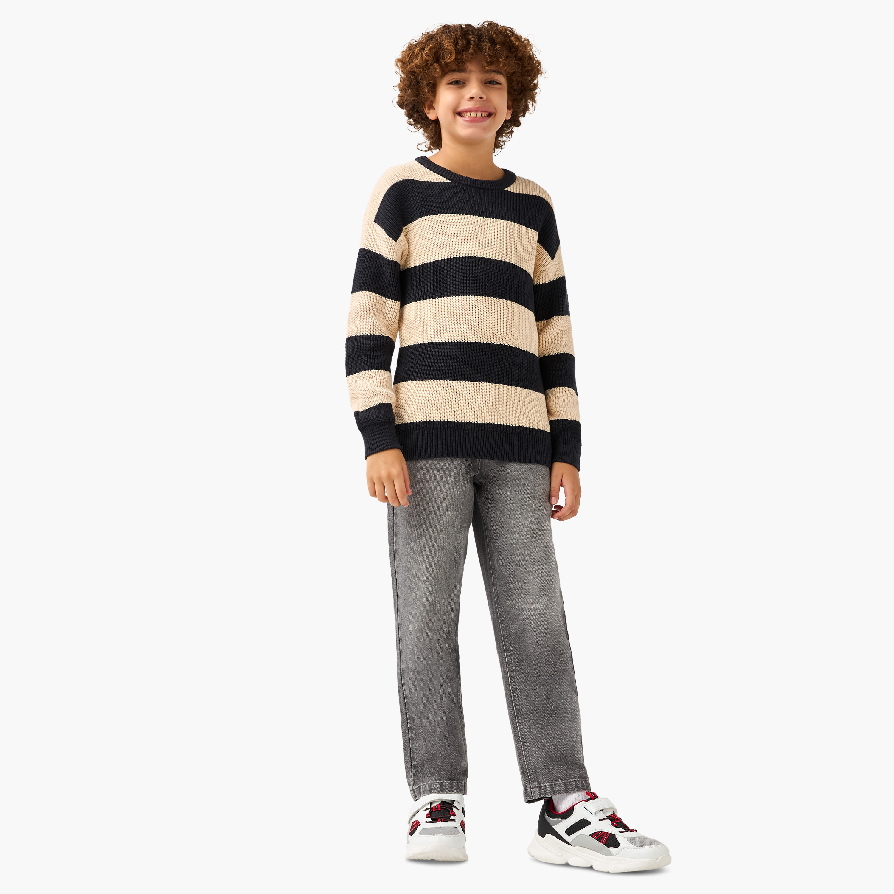 بلوفر مخطط بأكمام طويلة وياقة ضيقة من جونيورز-boys-clothing-jumpersandcardigans-image-3
