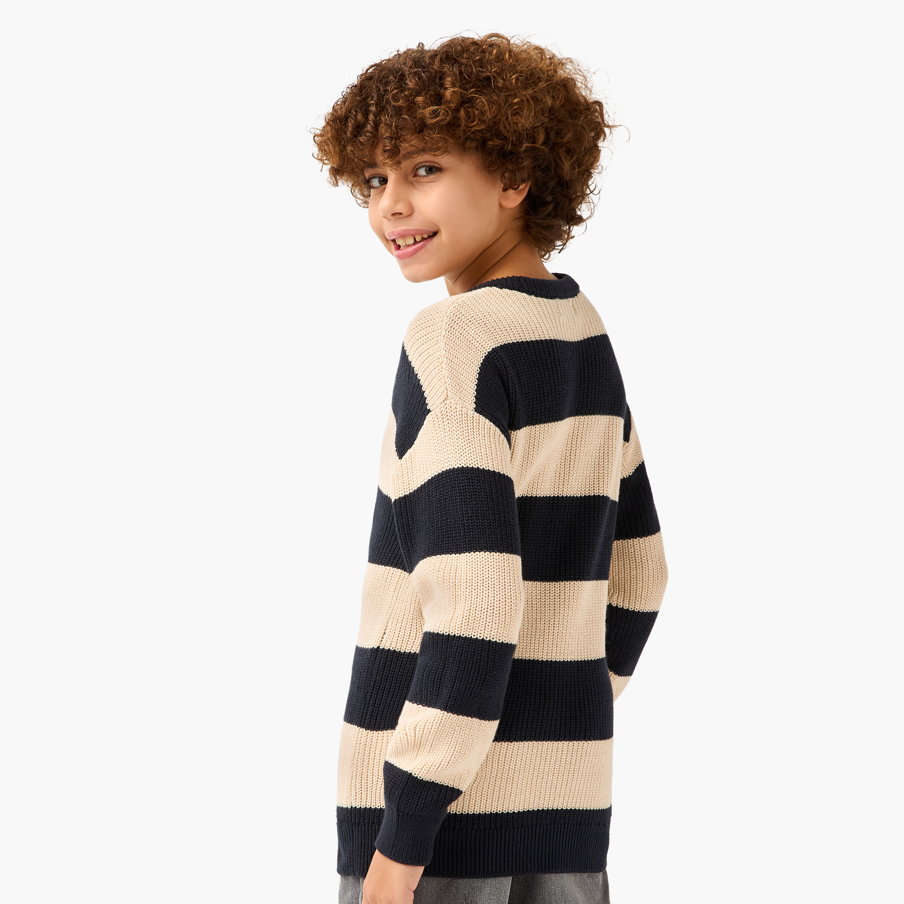 بلوفر مخطط بأكمام طويلة وياقة ضيقة من جونيورز-boys-clothing-jumpersandcardigans-image-2