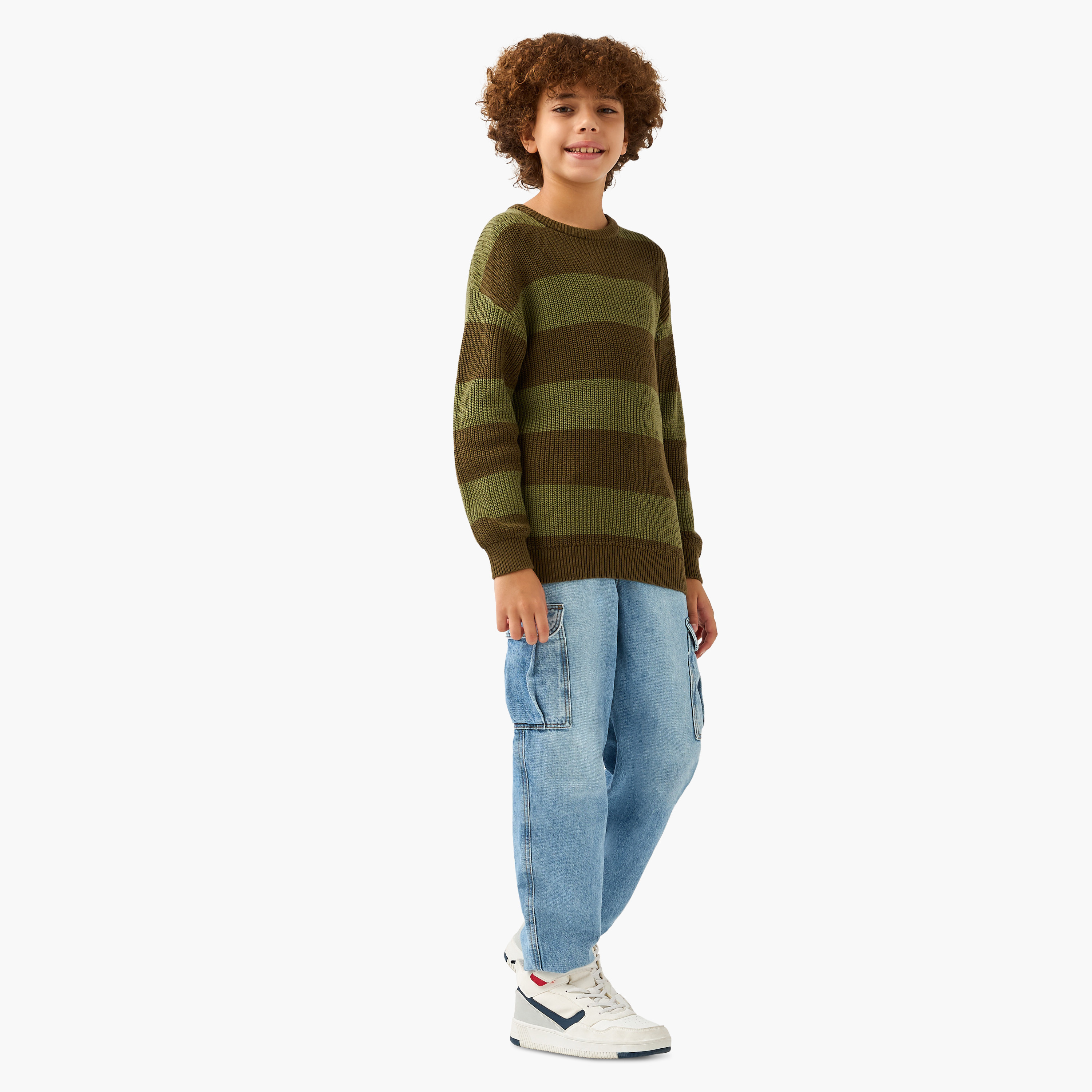Juniors Striped Crew Neck Pullover with Long Sleeves-boys-clothing-jumpersandcardigans-image-2