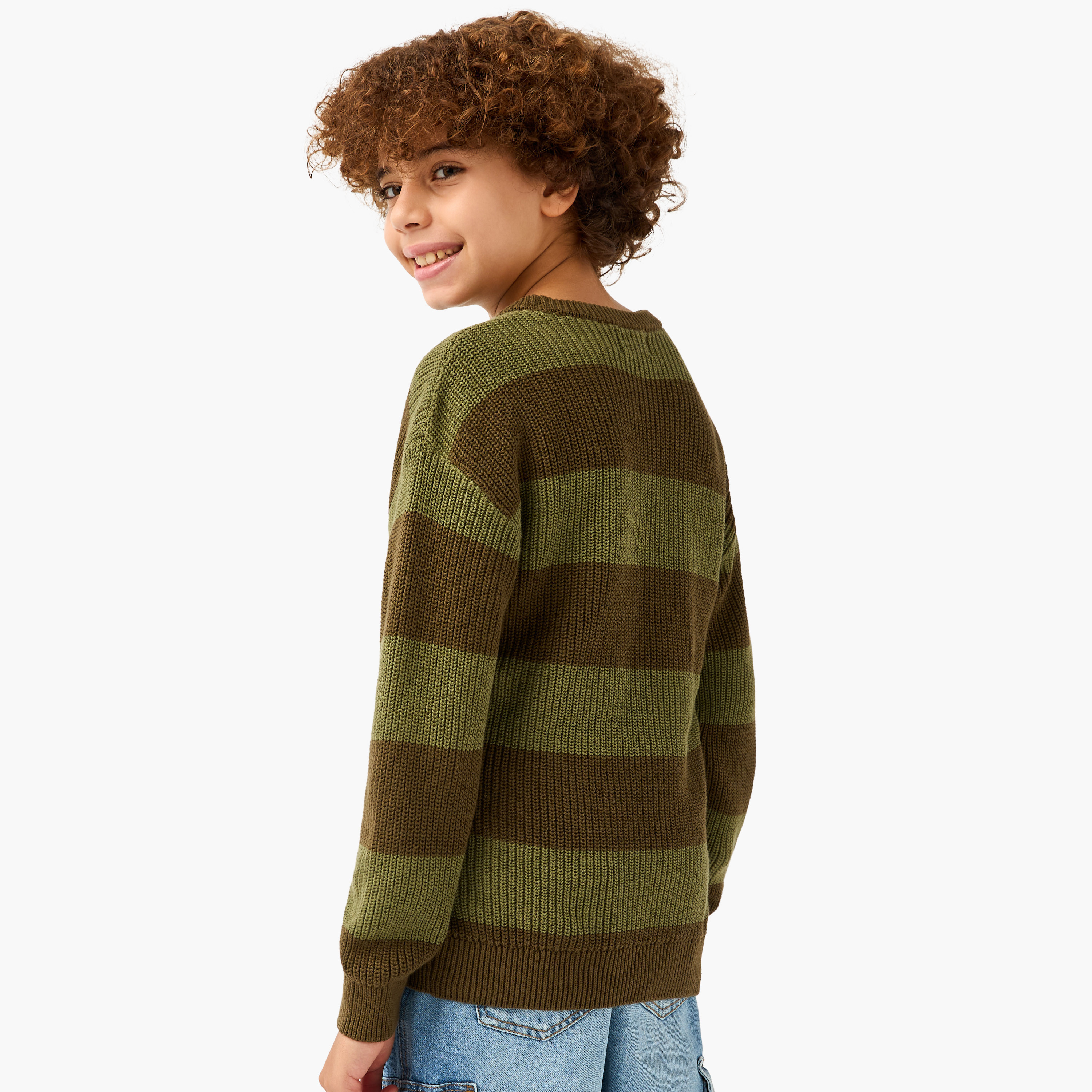Juniors Striped Crew Neck Pullover with Long Sleeves-boys-clothing-jumpersandcardigans-image-3