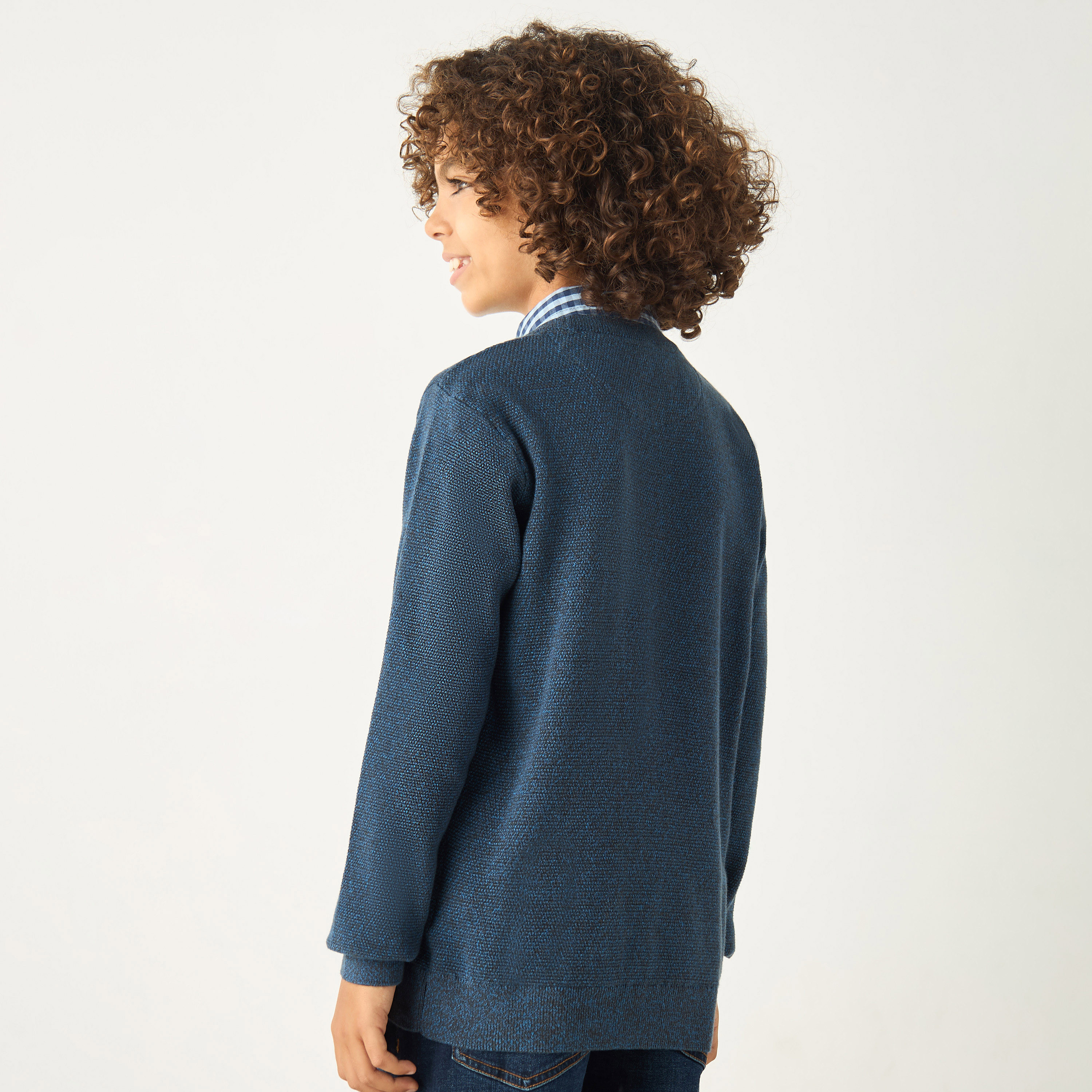 Juniors Textured Sweater with Long Sleeves and Crew Neck-boys-clothing-jumpersandcardigans-image-3