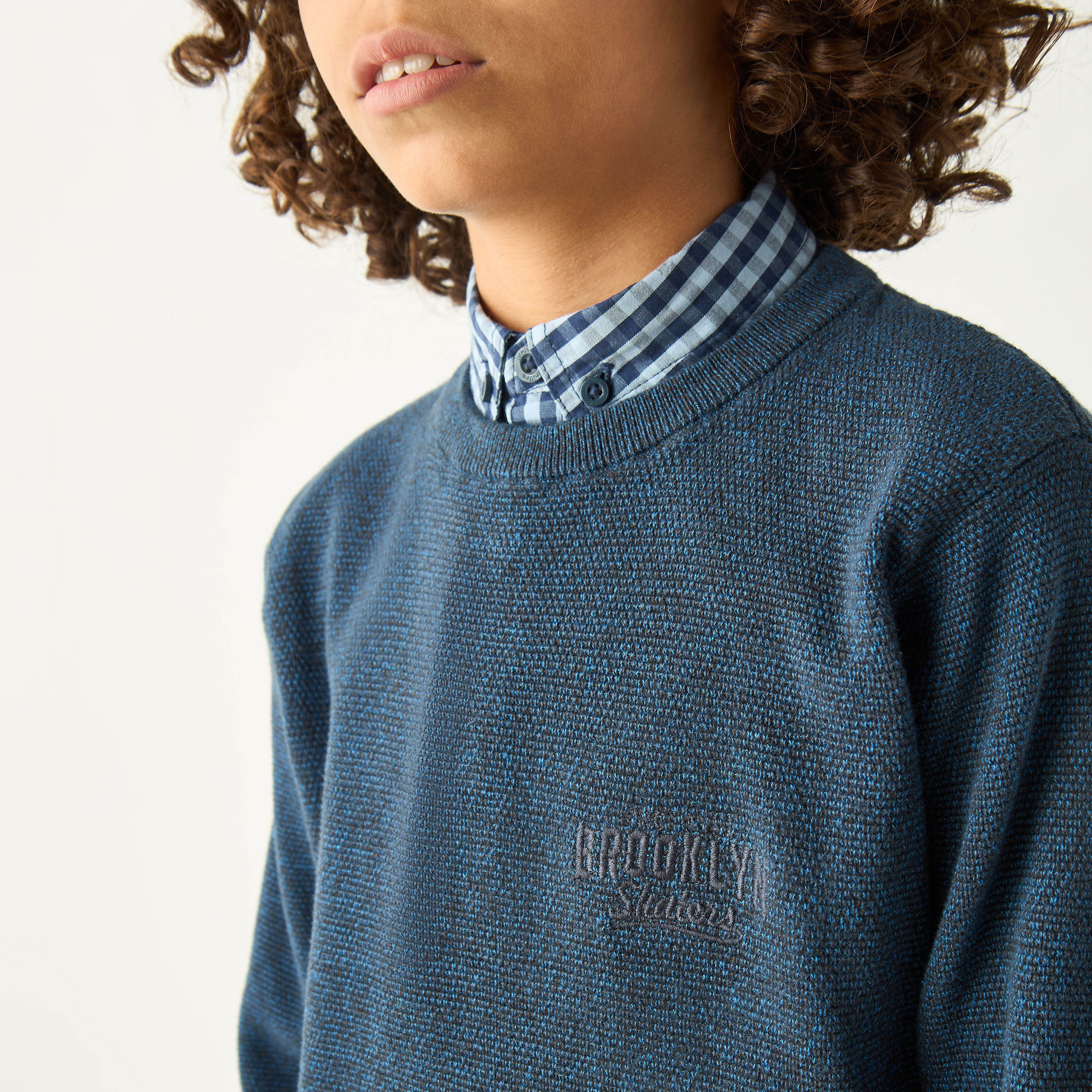 Juniors Textured Sweater with Long Sleeves and Crew Neck-boys-clothing-jumpersandcardigans-image-4