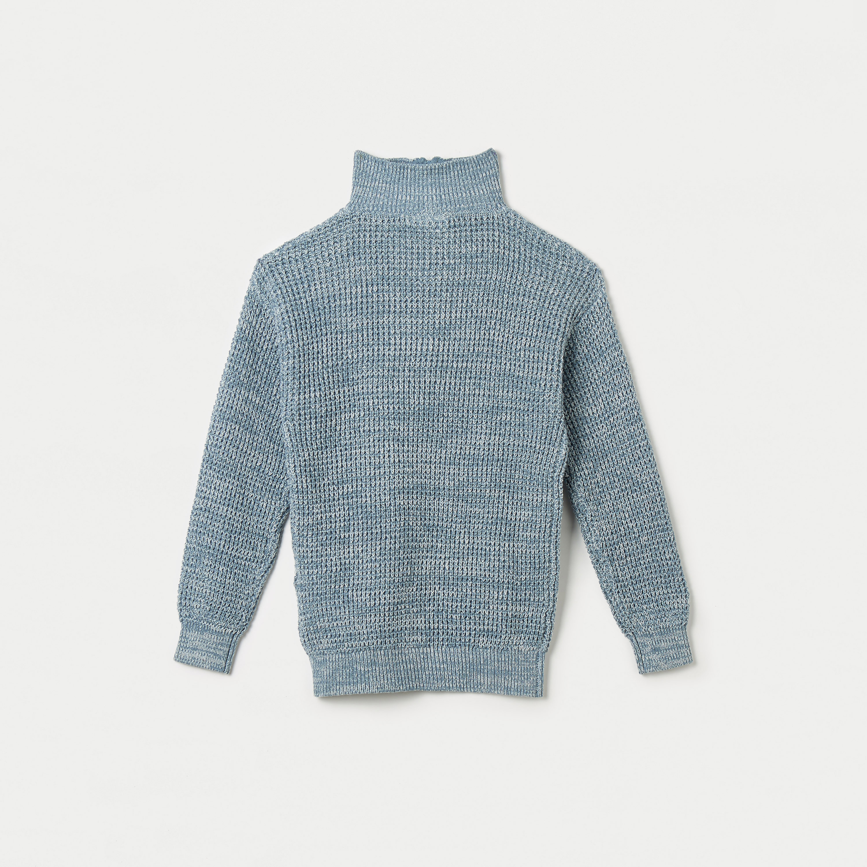 Juniors Textured High Neck Pullover with Long Sleeves and Zip Closure-boys-clothing-jumpersandcardigans-image-2