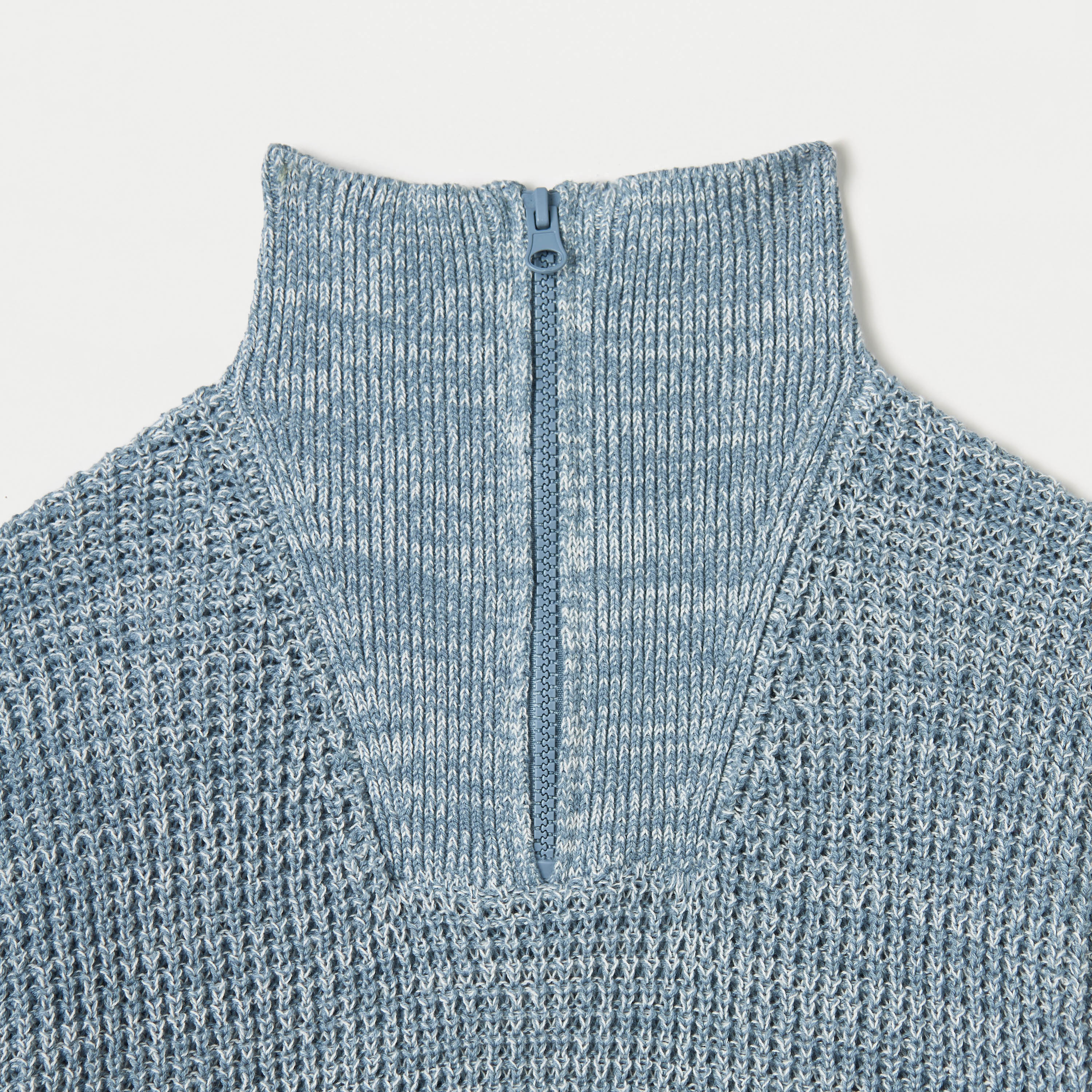 Juniors Textured High Neck Pullover with Long Sleeves and Zip Closure-boys-clothing-jumpersandcardigans-image-3