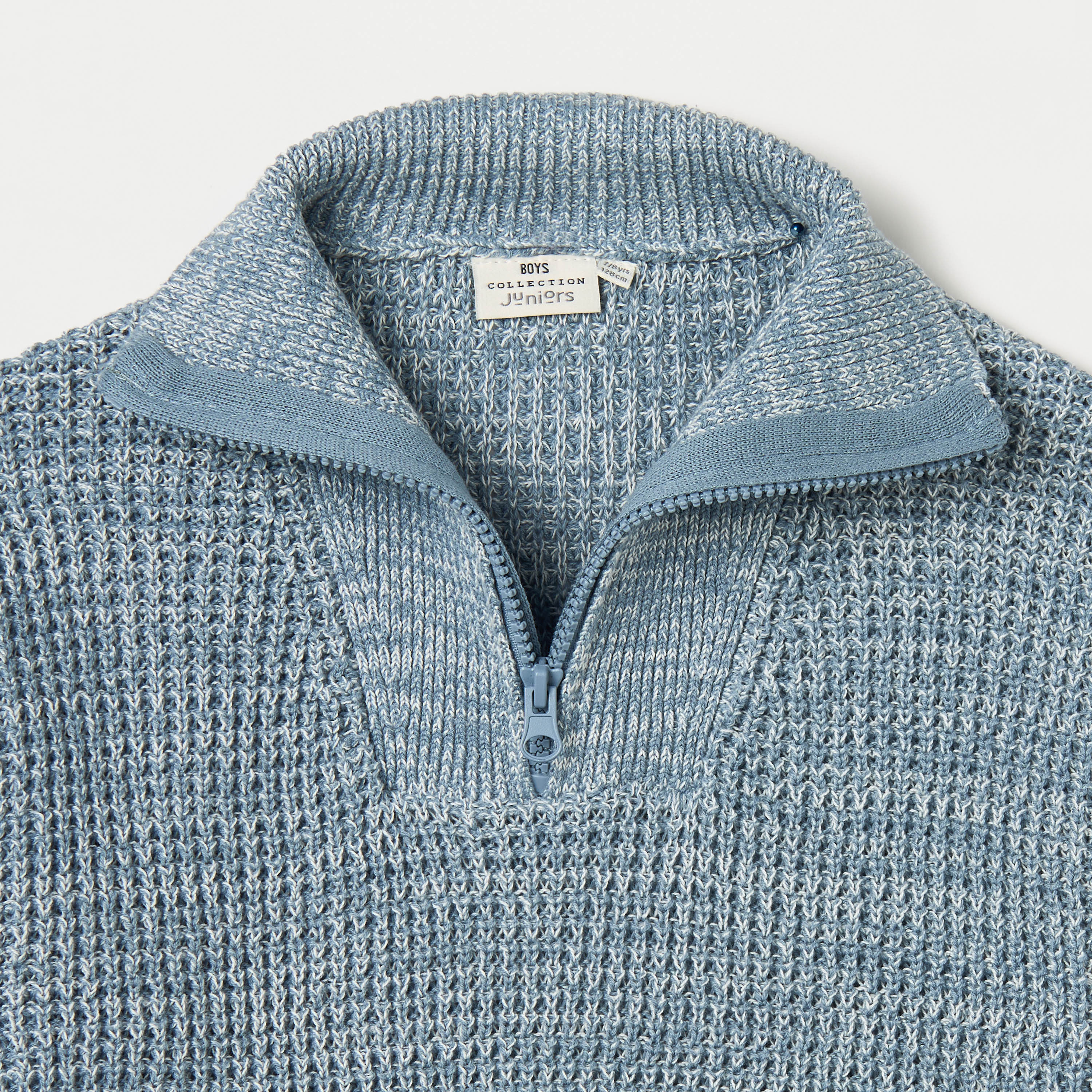 Juniors Textured High Neck Pullover with Long Sleeves and Zip Closure-boys-clothing-jumpersandcardigans-image-4