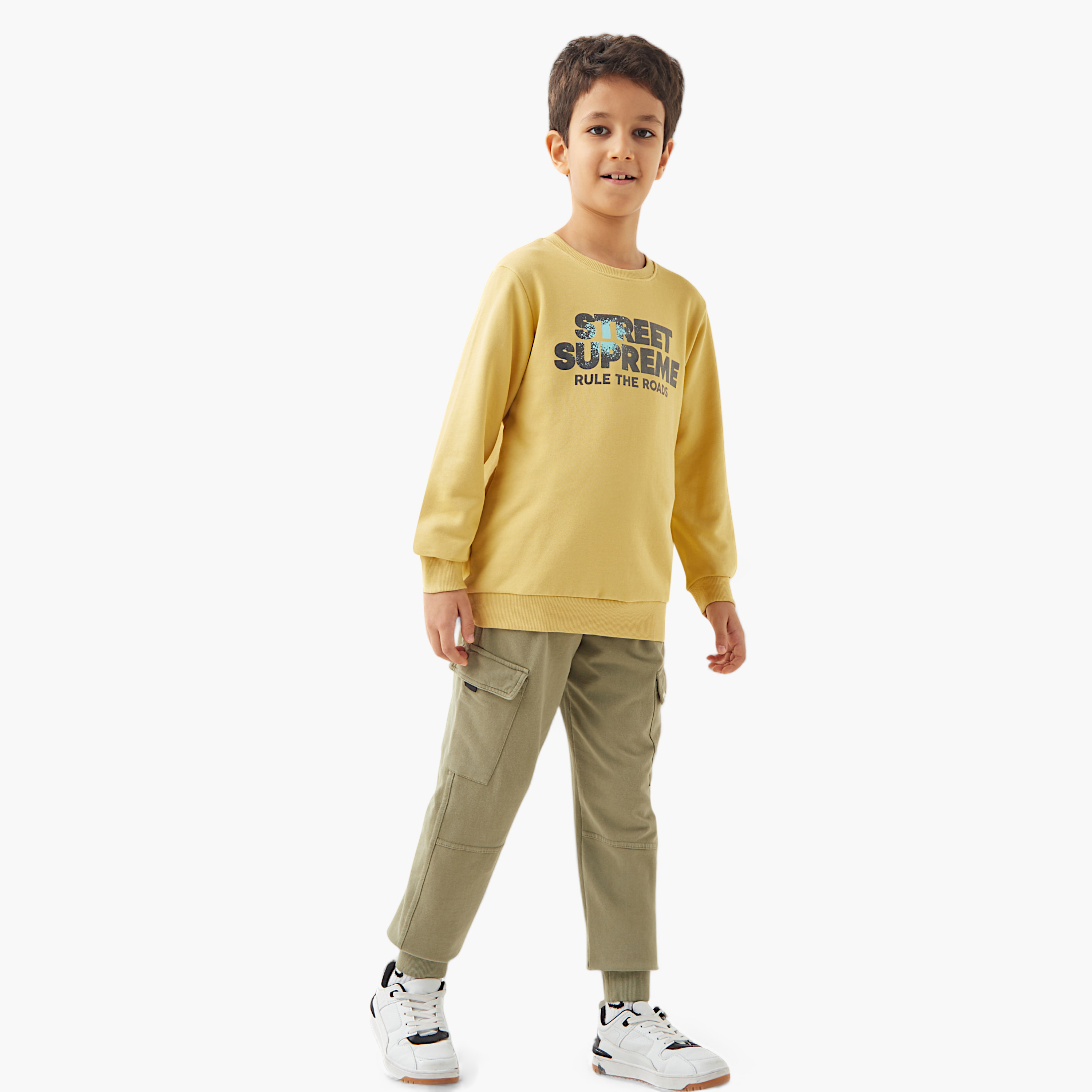 Juniors Graphic Print Crew Neck Sweatshirt with Long Sleeves-boys-clothing-sweatshirts-image-2