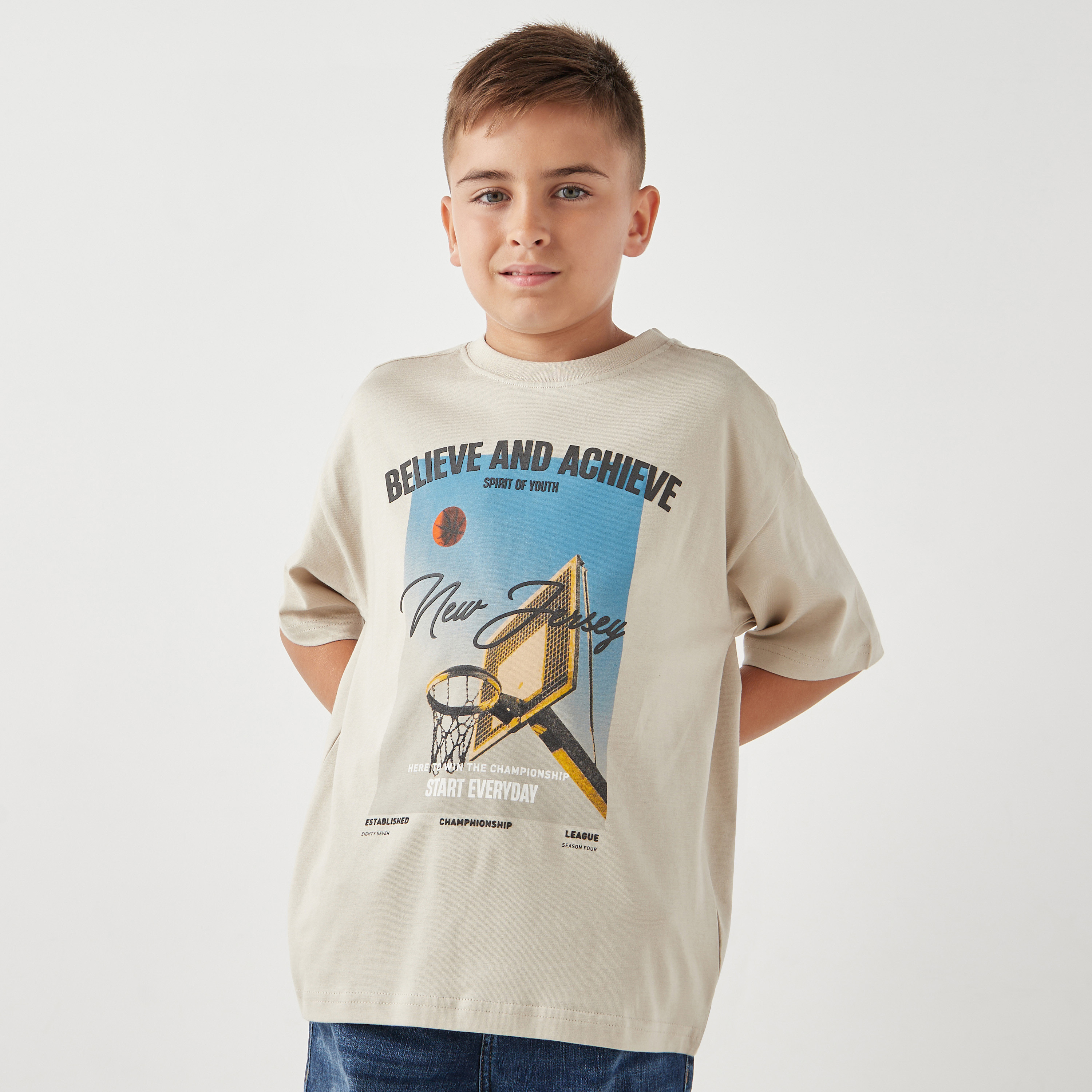 Juniors Graphic Print T-shirt with Short Sleeves and Crew Neck-boys-clothing-tshirtsandpolos-image-1