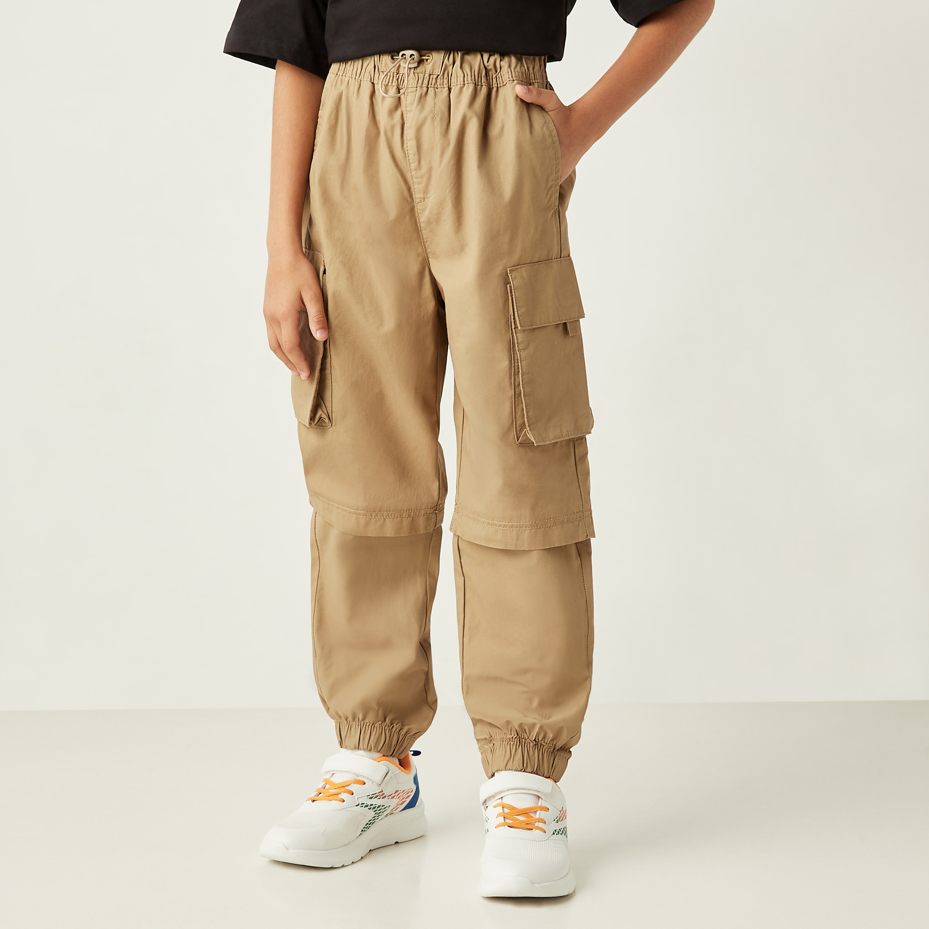 Buy Juniors Solid Cargo Pants with Drawstring Closure Online | Babyshop UAE