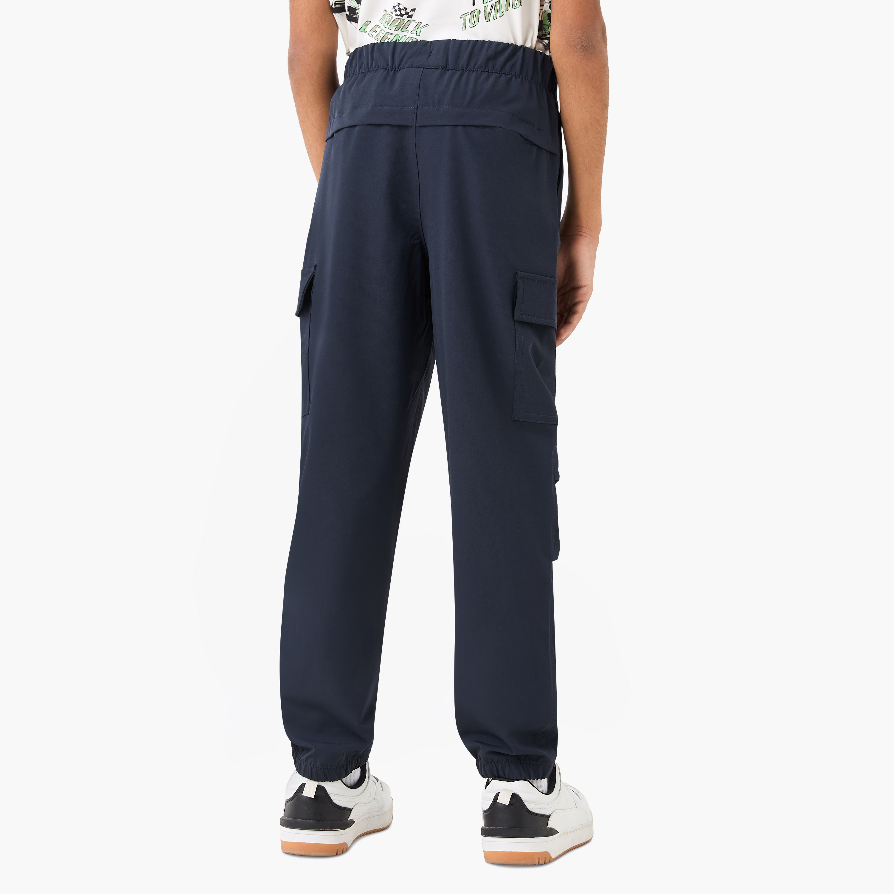 Juniors Solid Cargo Joggers with Drawstring Closure-boys-clothing-bottoms-trousers-image-3