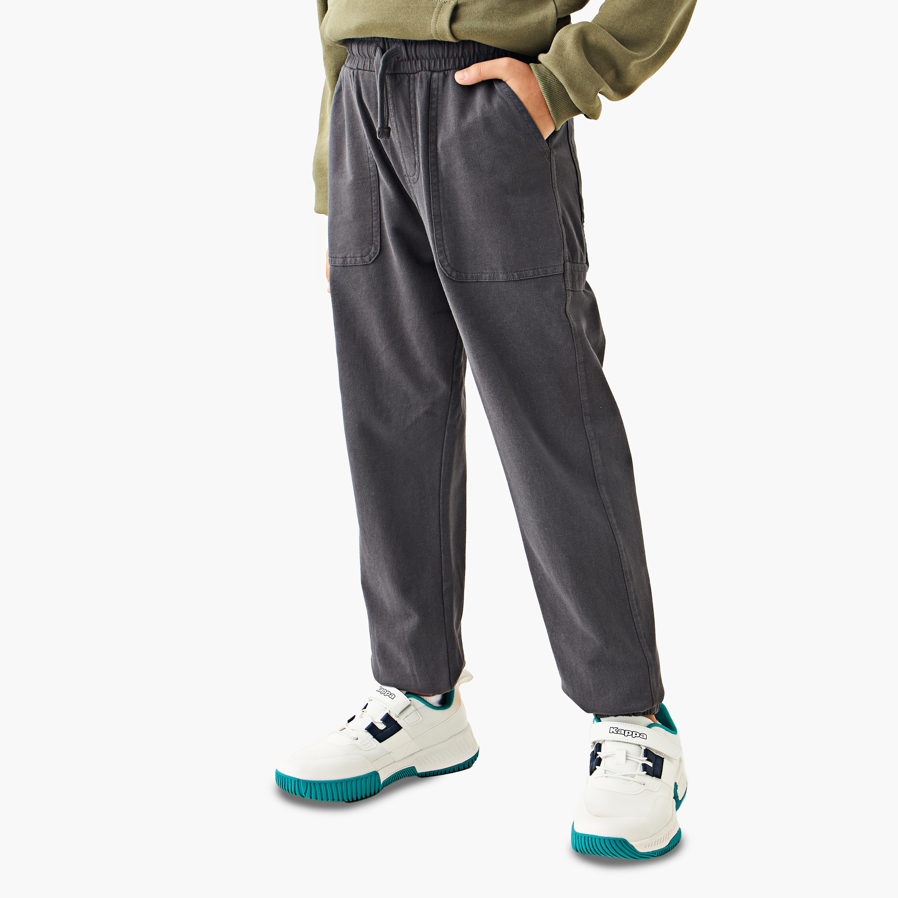 Juniors Solid Joggers with Drawstring Waistband and Pockets-boys-clothing-bottoms-joggersandtrackpants-image-1