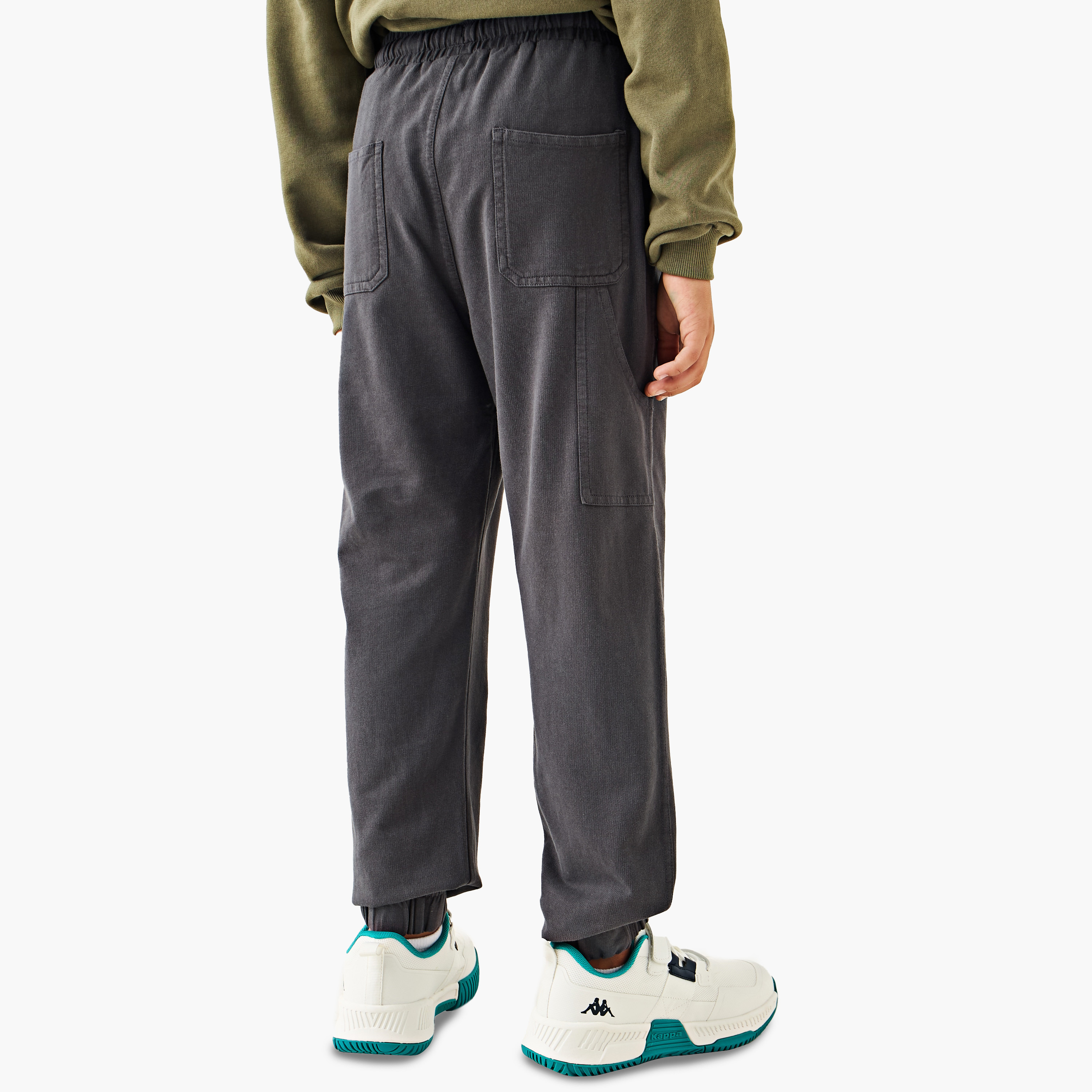Juniors Solid Joggers with Drawstring Waistband and Pockets-boys-clothing-bottoms-joggersandtrackpants-image-3