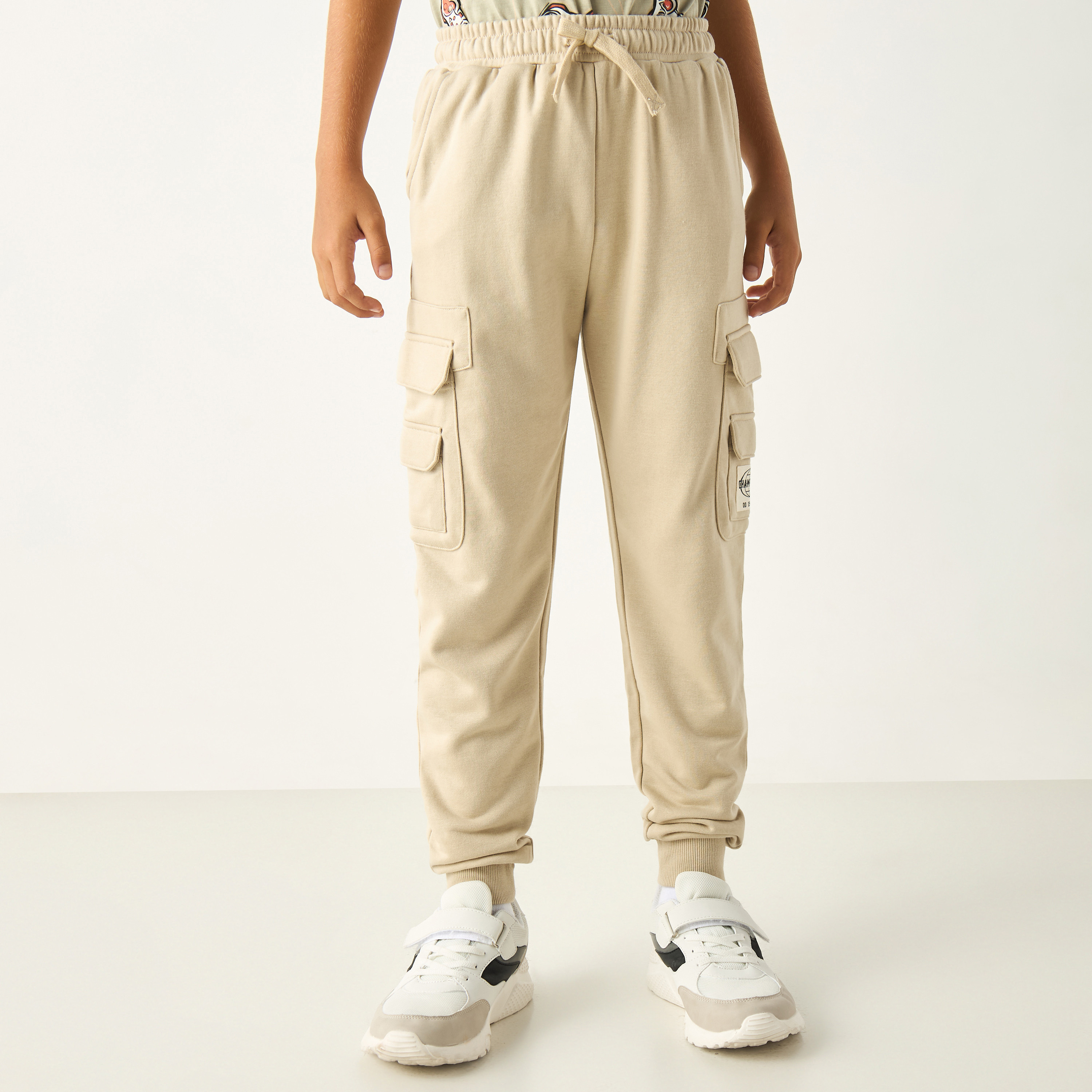 Juniors Applique Detail Cargo Joggers with Drawstring Closure