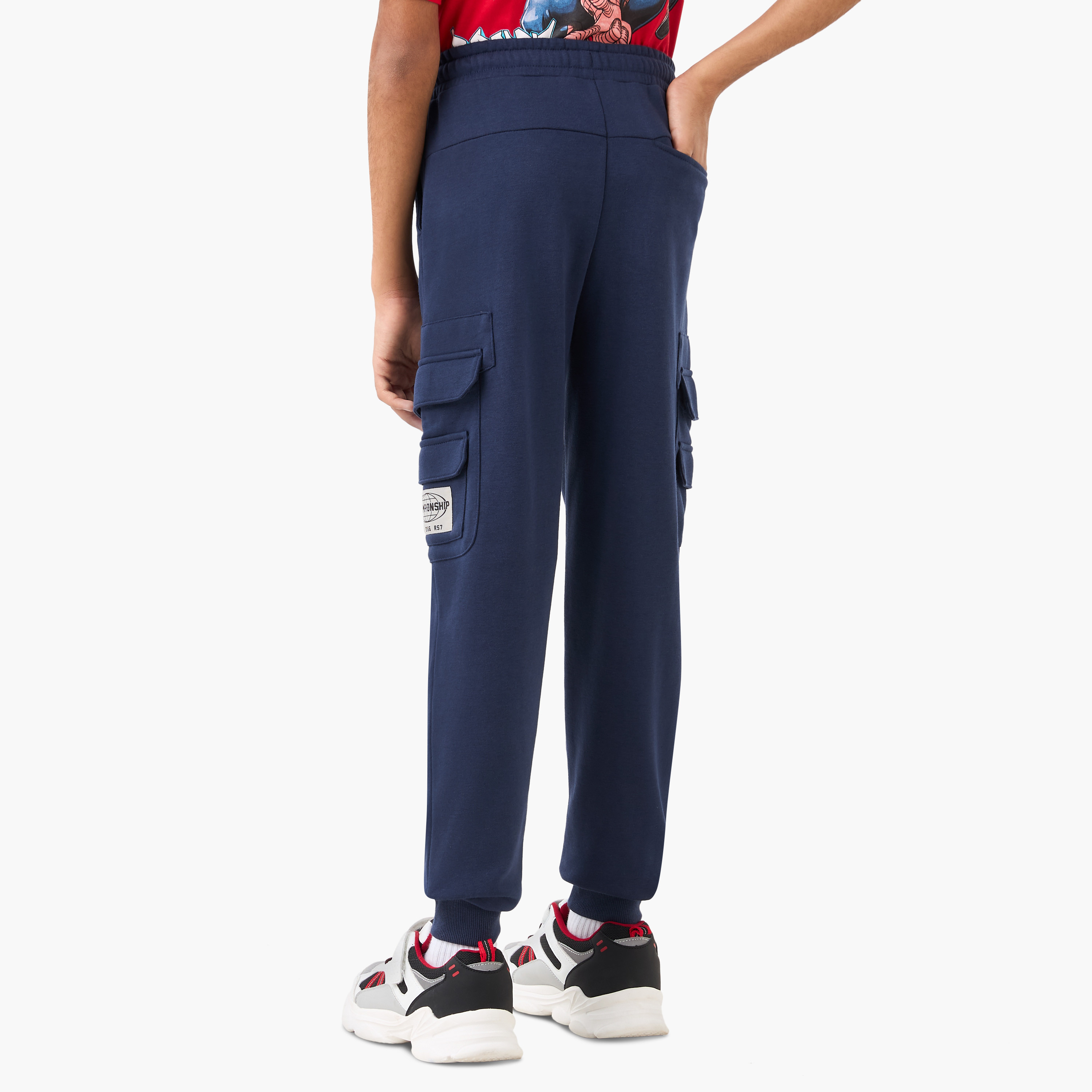 Juniors Applique Detail Cargo Joggers with Drawstring Closure-boys-clothing-bottoms-joggersandtrackpants-image-3