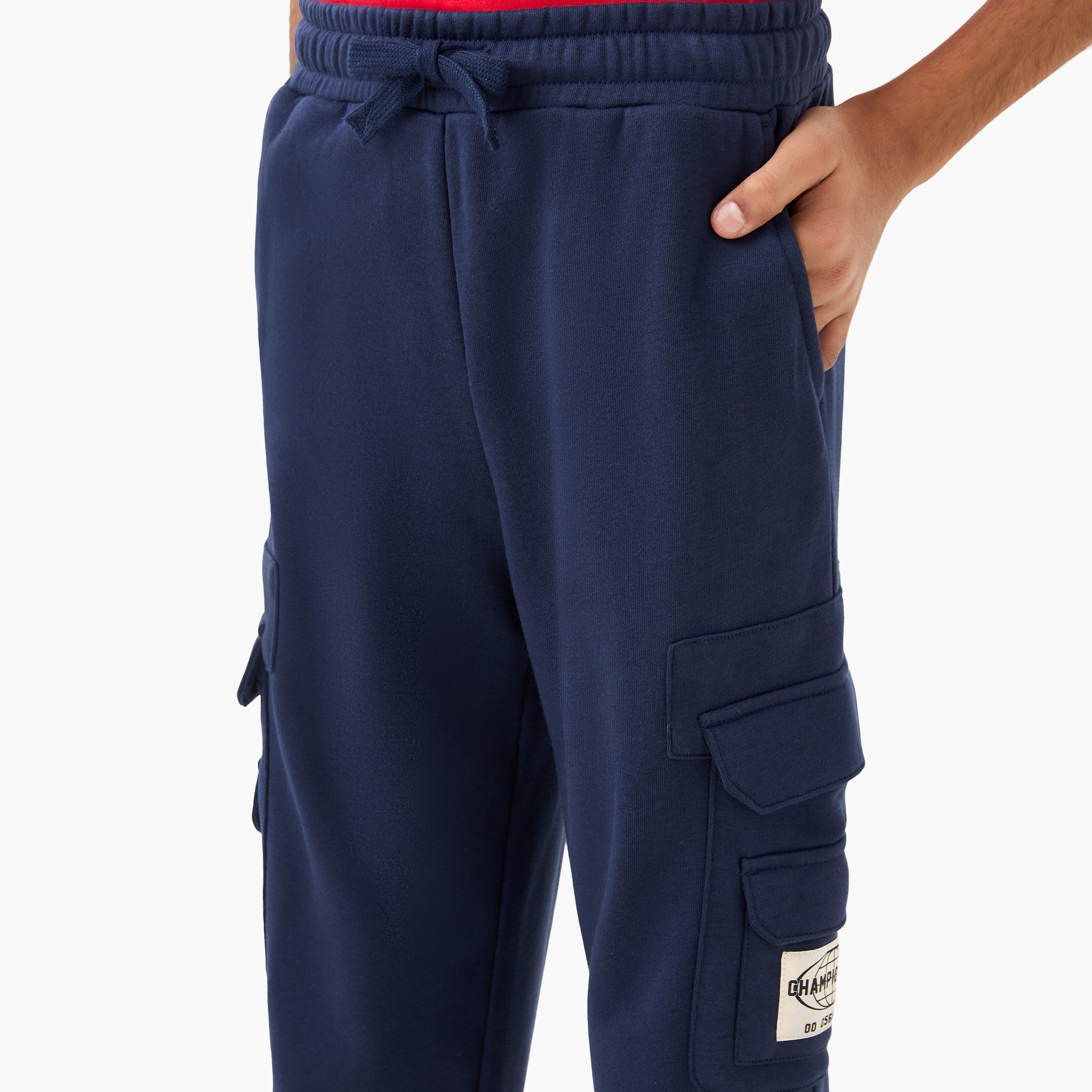 Juniors Applique Detail Cargo Joggers with Drawstring Closure-boys-clothing-bottoms-joggersandtrackpants-image-4