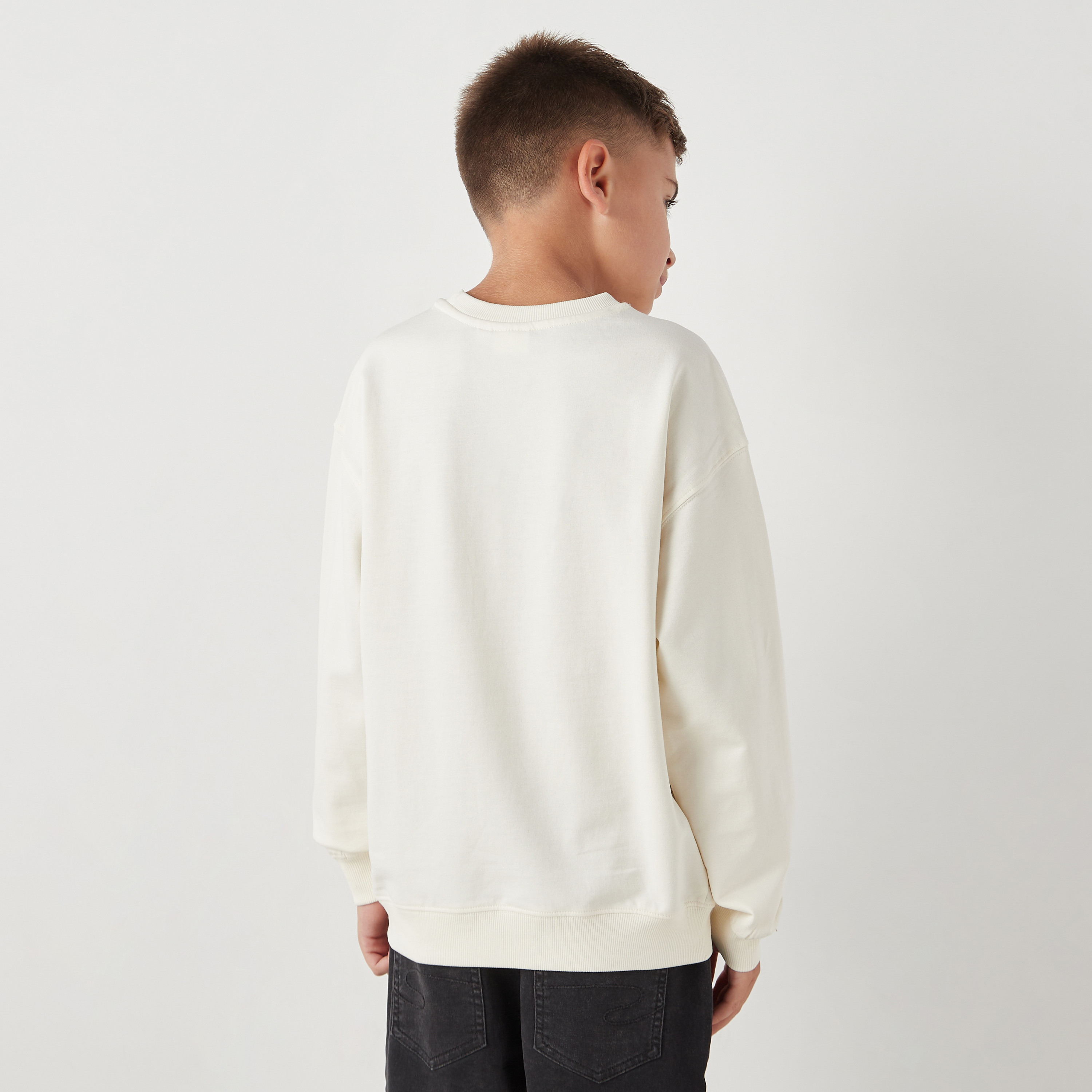 Juniors Graphic Print Sweatshirt with Long Sleeves-boys-clothing-jumpersandcardigans-image-3
