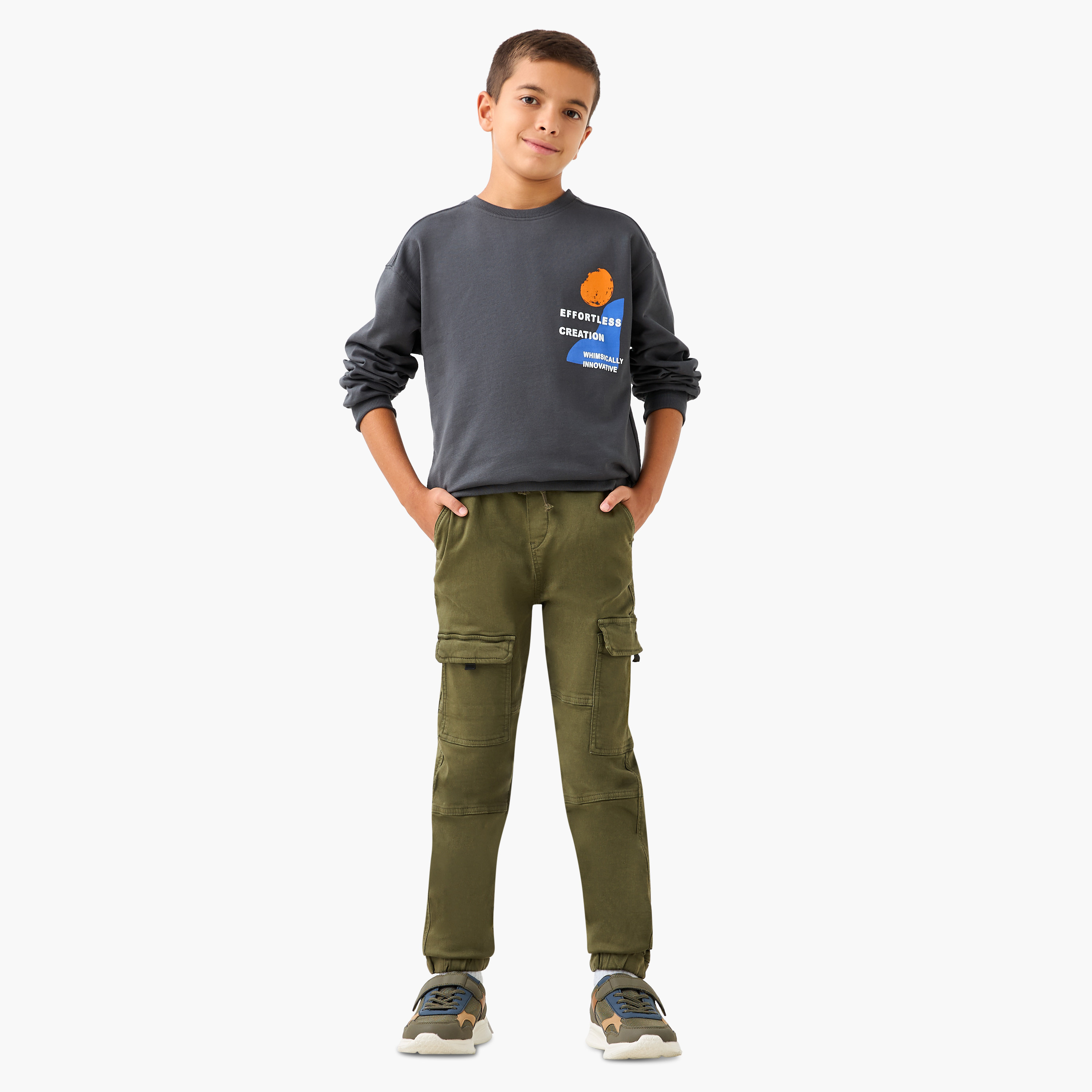 Juniors Graphic Print Crew Neck Sweatshirt with Long Sleeves-boys-clothing-winterwear-sweatshirts-image-3