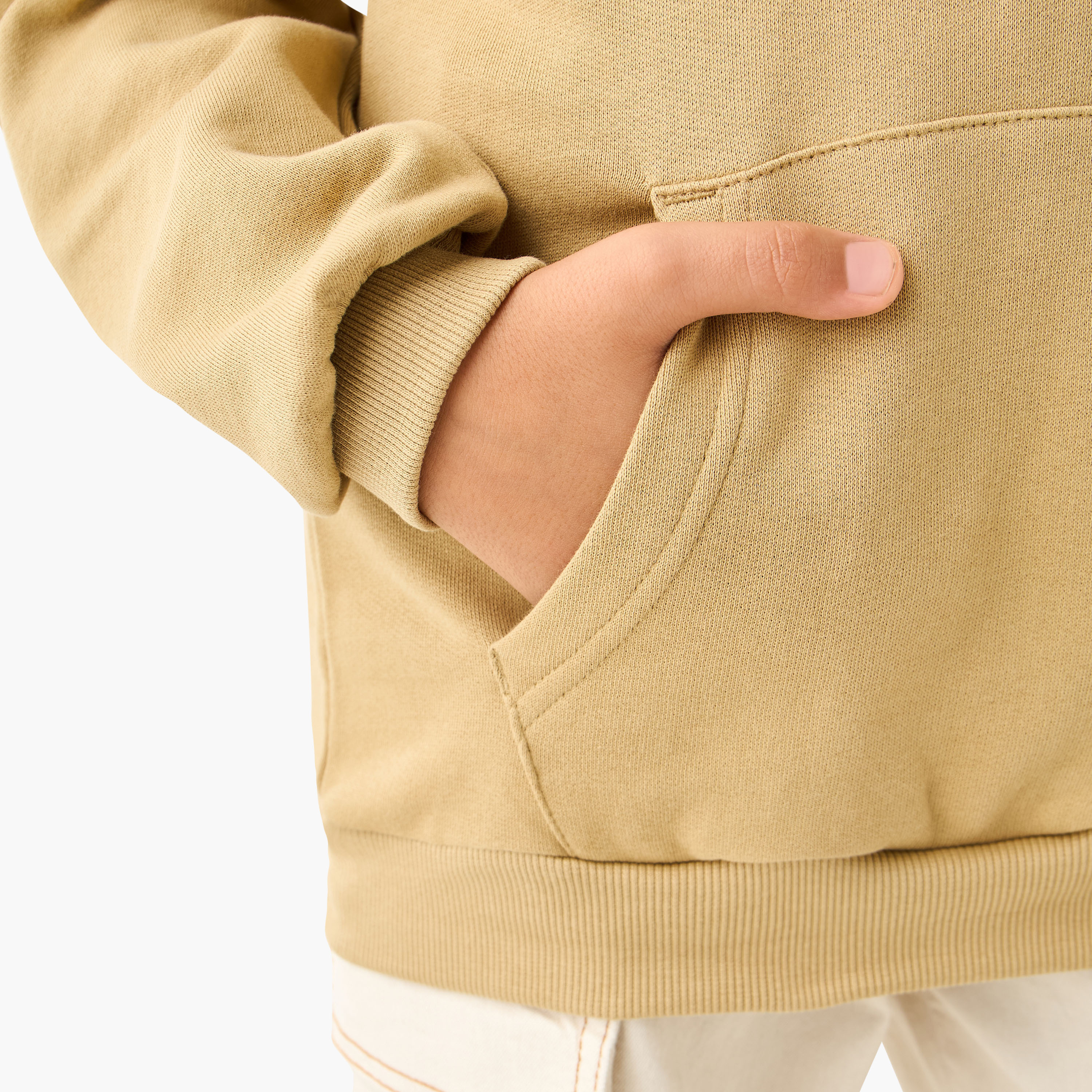 Juniors Solid Hooded Sweatshirt with Kangaroo Pocket and Long Sleeves-boys-clothing-sweatshirts-image-5