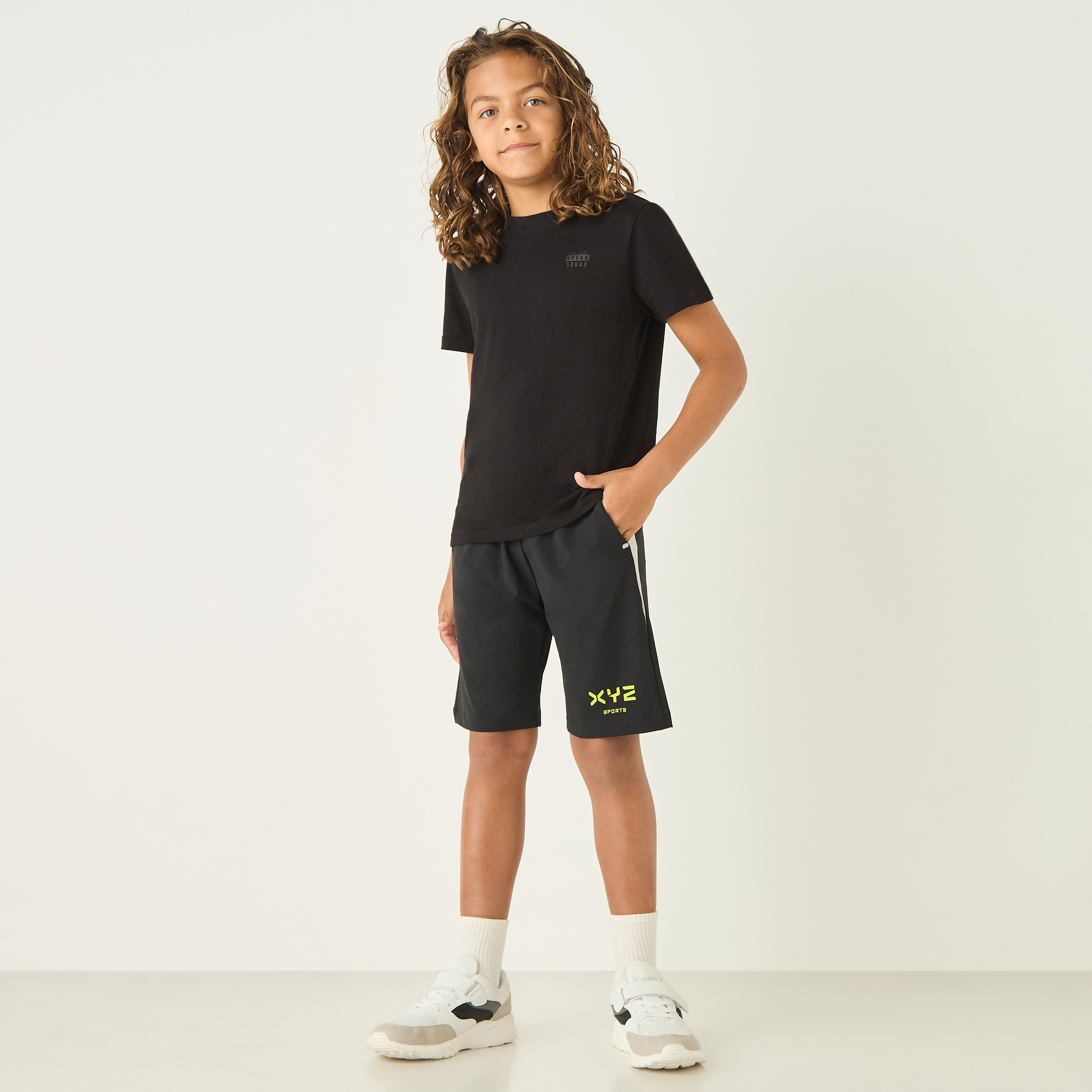 XYZ Logo Print Short with Drawstring Closure and Pockets-sports-boys-clothing-bottoms-shorts-image-2