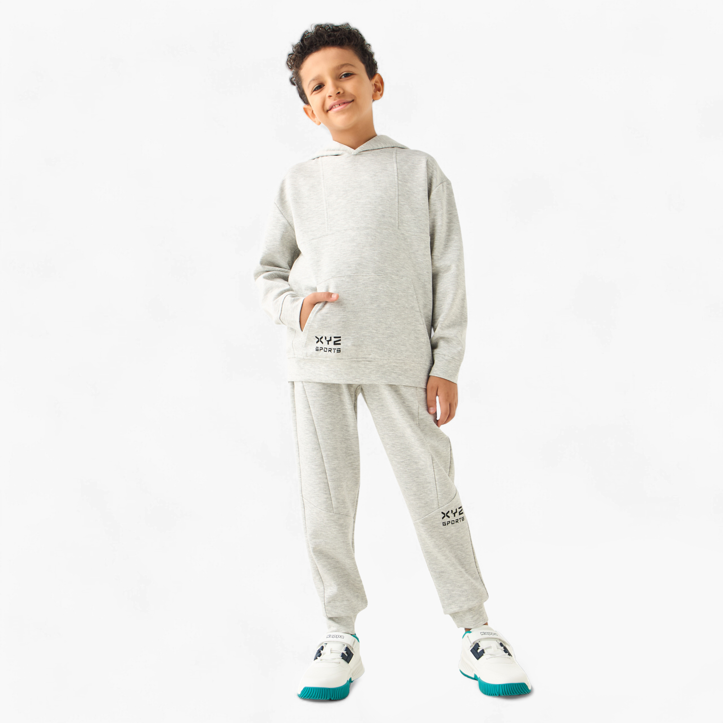 XYZ Logo Detail Long Sleeves Hooded Sweatshirt and Joggers Set-boys-clothing-sportswear-sets-image-2