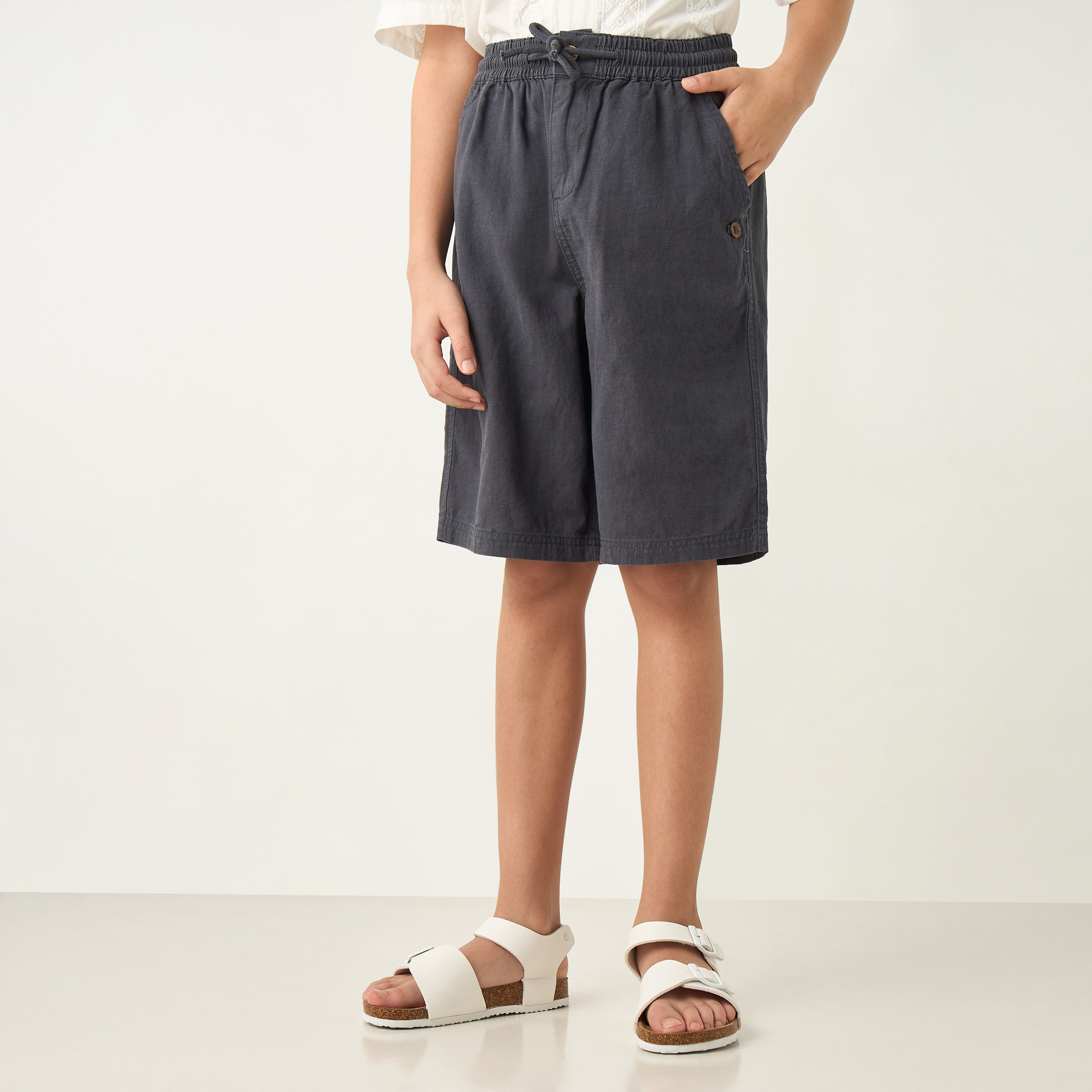 Eligo Solid Shorts with Drawstring Closure and Pockets-boys-clothing-bottoms-shorts-image-1