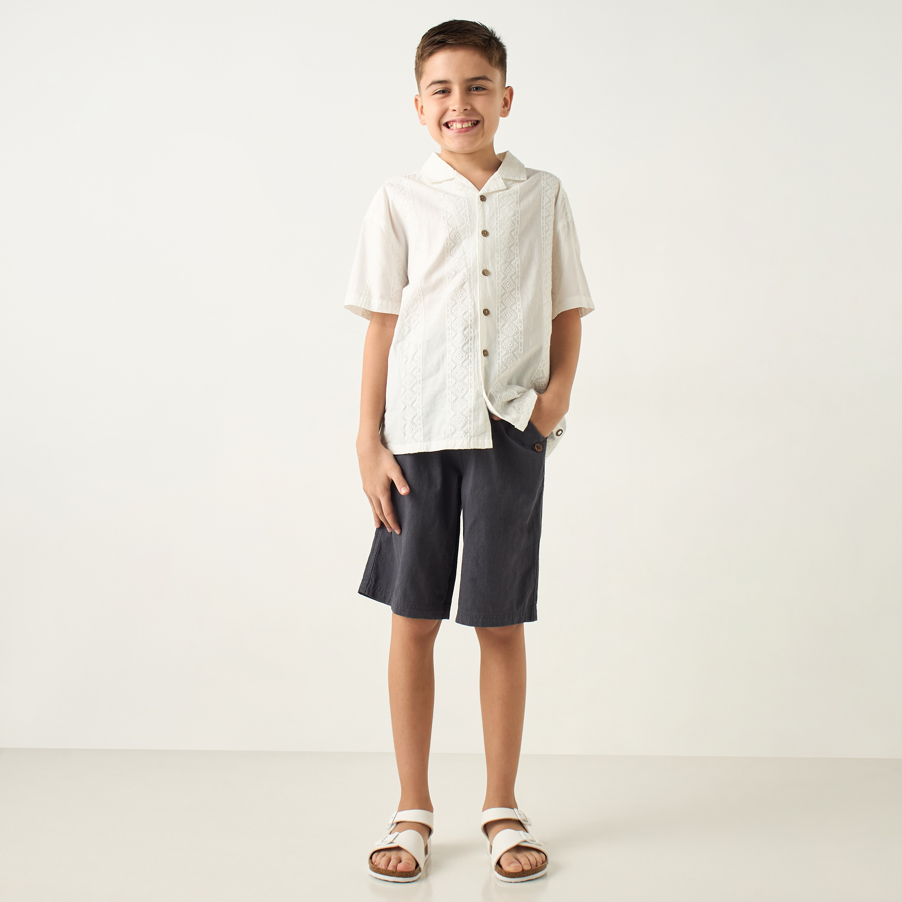 Eligo Solid Shorts with Drawstring Closure and Pockets-boys-clothing-bottoms-shorts-image-2