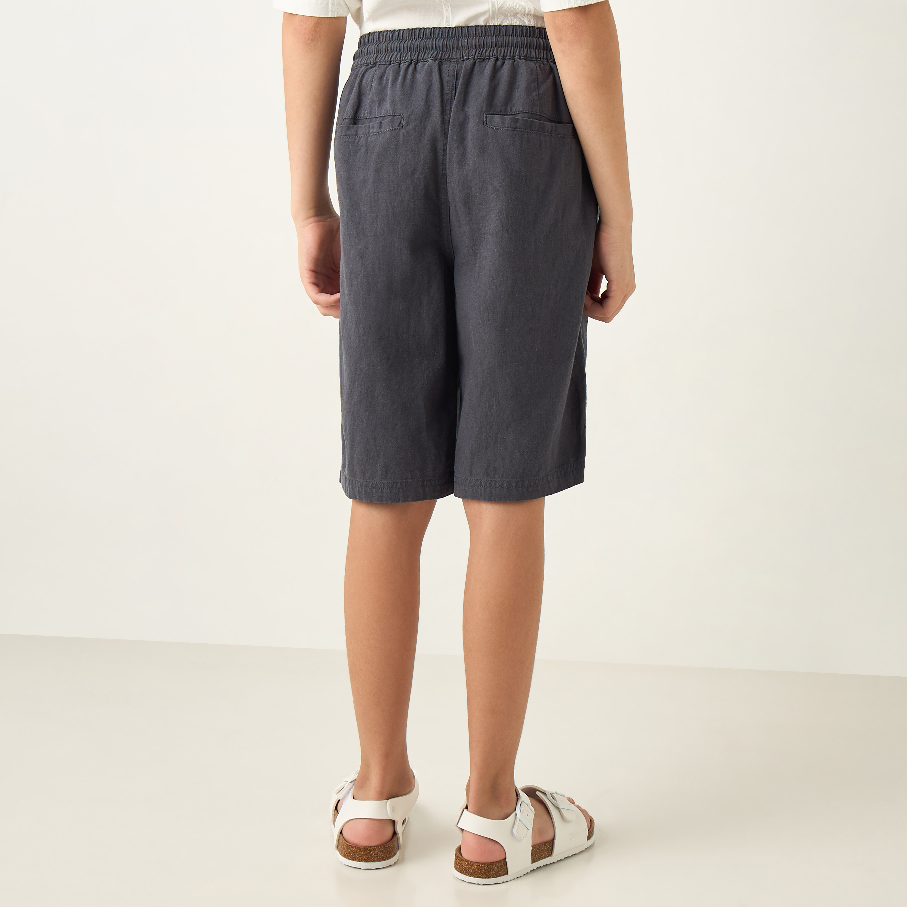 Eligo Solid Shorts with Drawstring Closure and Pockets-boys-clothing-bottoms-shorts-image-4