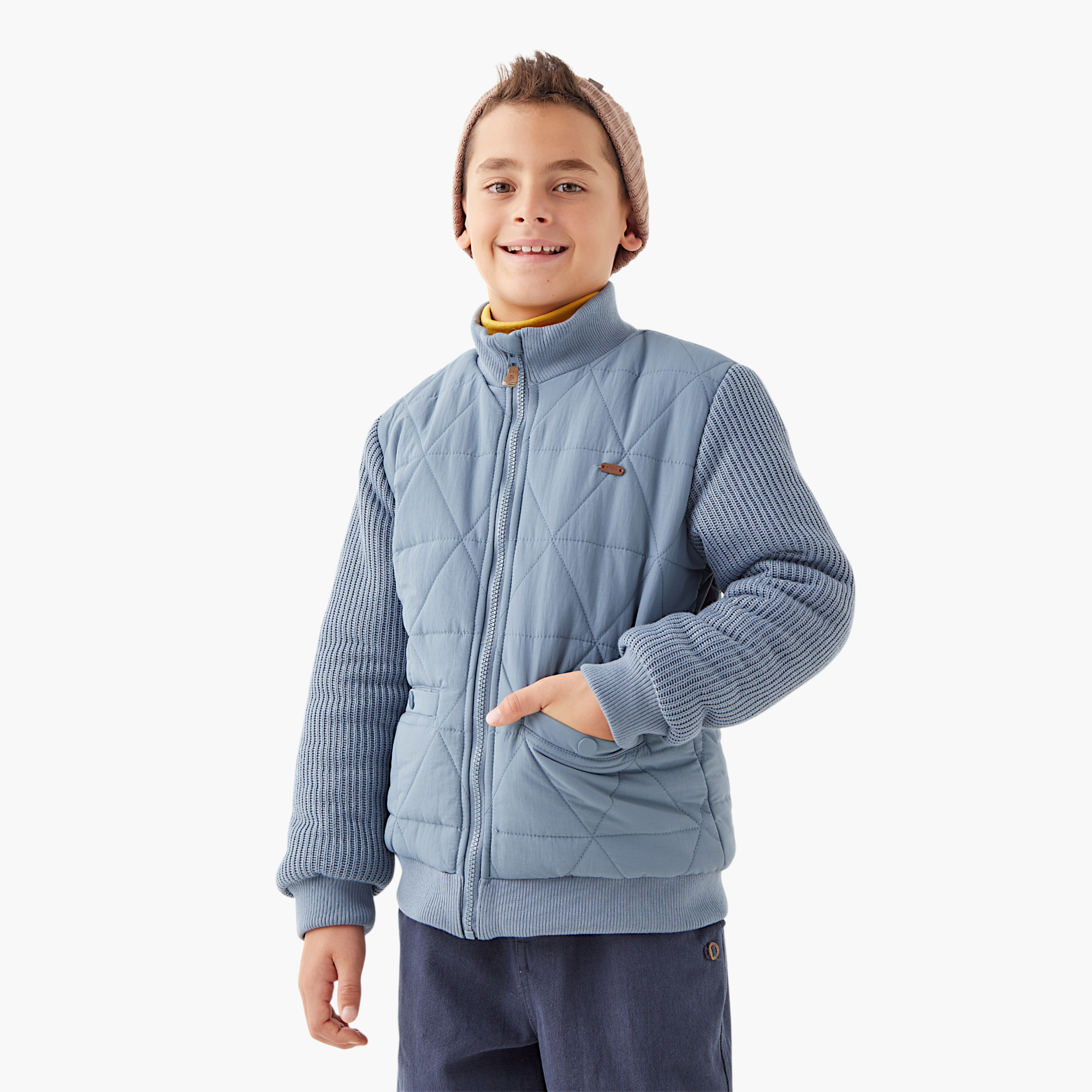 جاكيت بارز الملمس مع أكمام طويلة وسحّاب إغلاق من إليجو-boys-clothing-jacketsandcoats-image-1