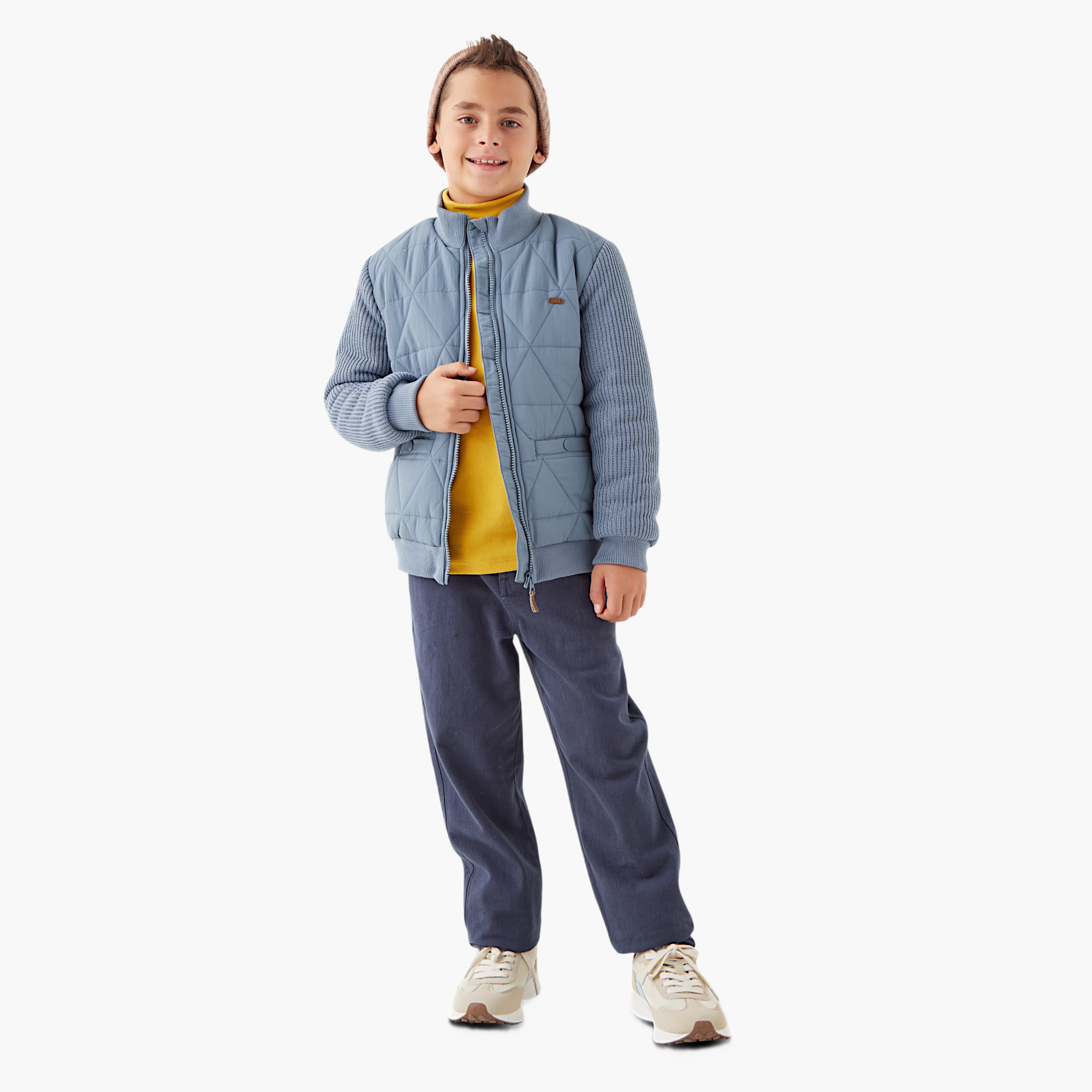 جاكيت بارز الملمس مع أكمام طويلة وسحّاب إغلاق من إليجو-boys-clothing-jacketsandcoats-image-2