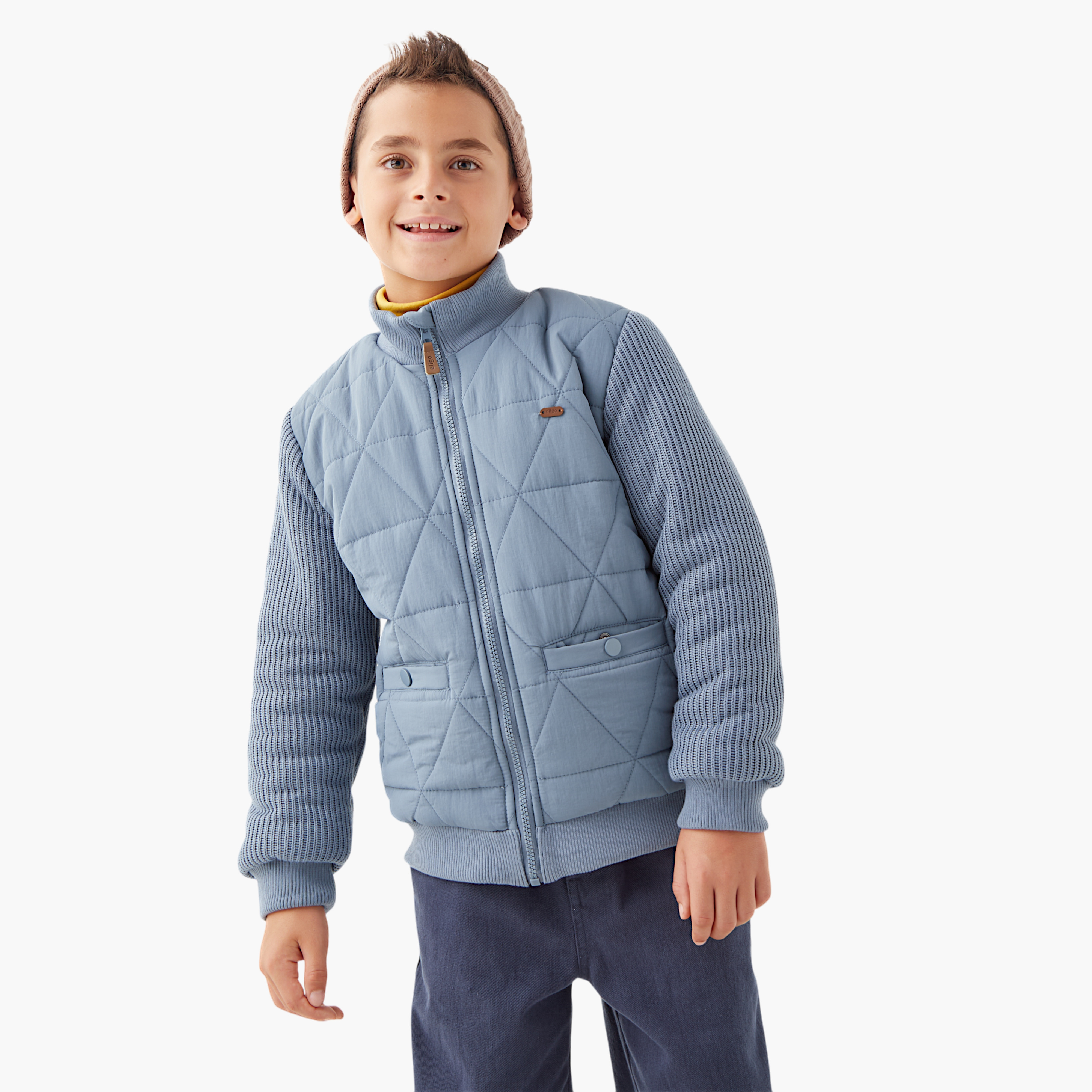 جاكيت بارز الملمس مع أكمام طويلة وسحّاب إغلاق من إليجو-boys-clothing-jacketsandcoats-image-4