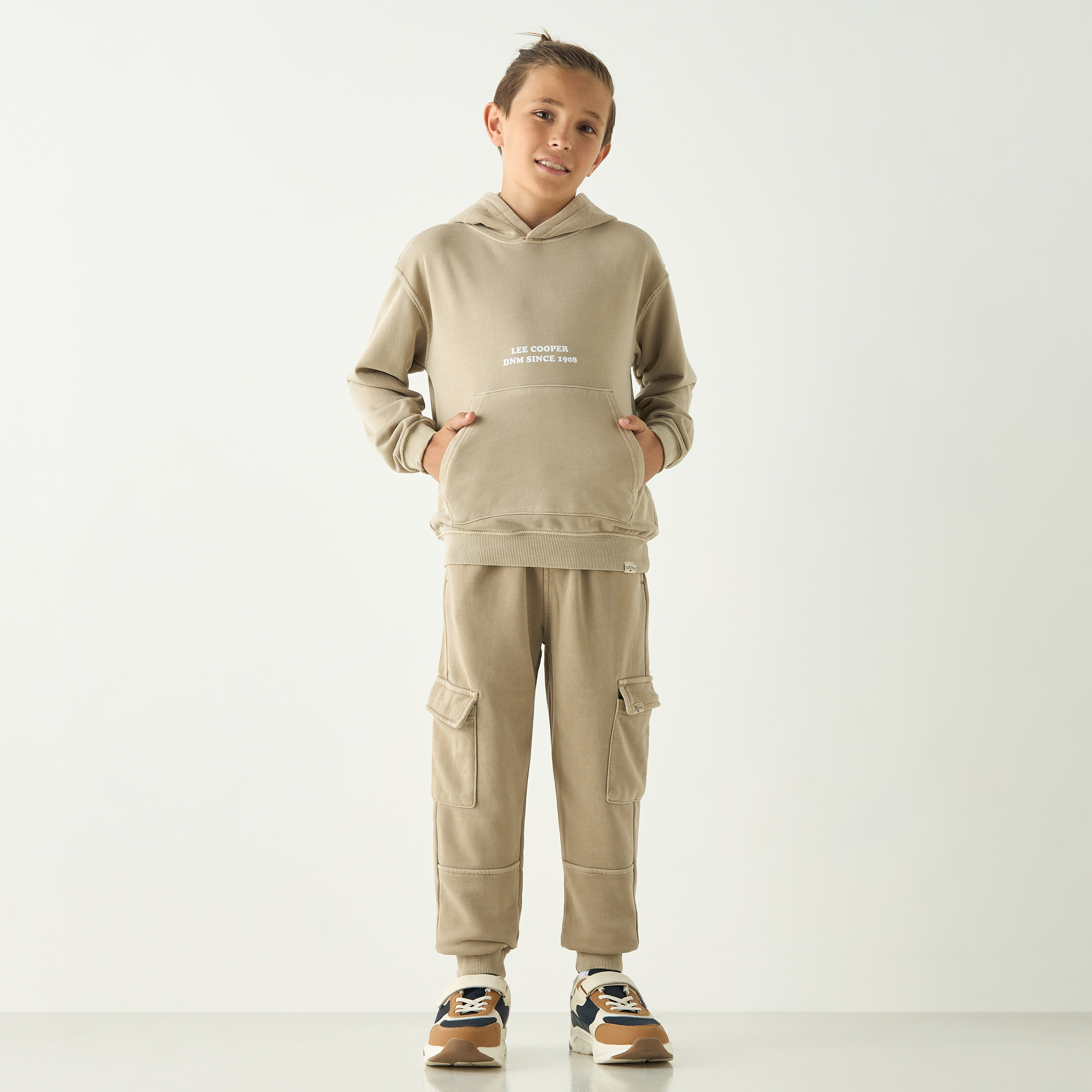 Lee Cooper Textured Joggers with Drawstring Closure and Pockets-boys-clothing-bottoms-joggersandtrackpants-image-2