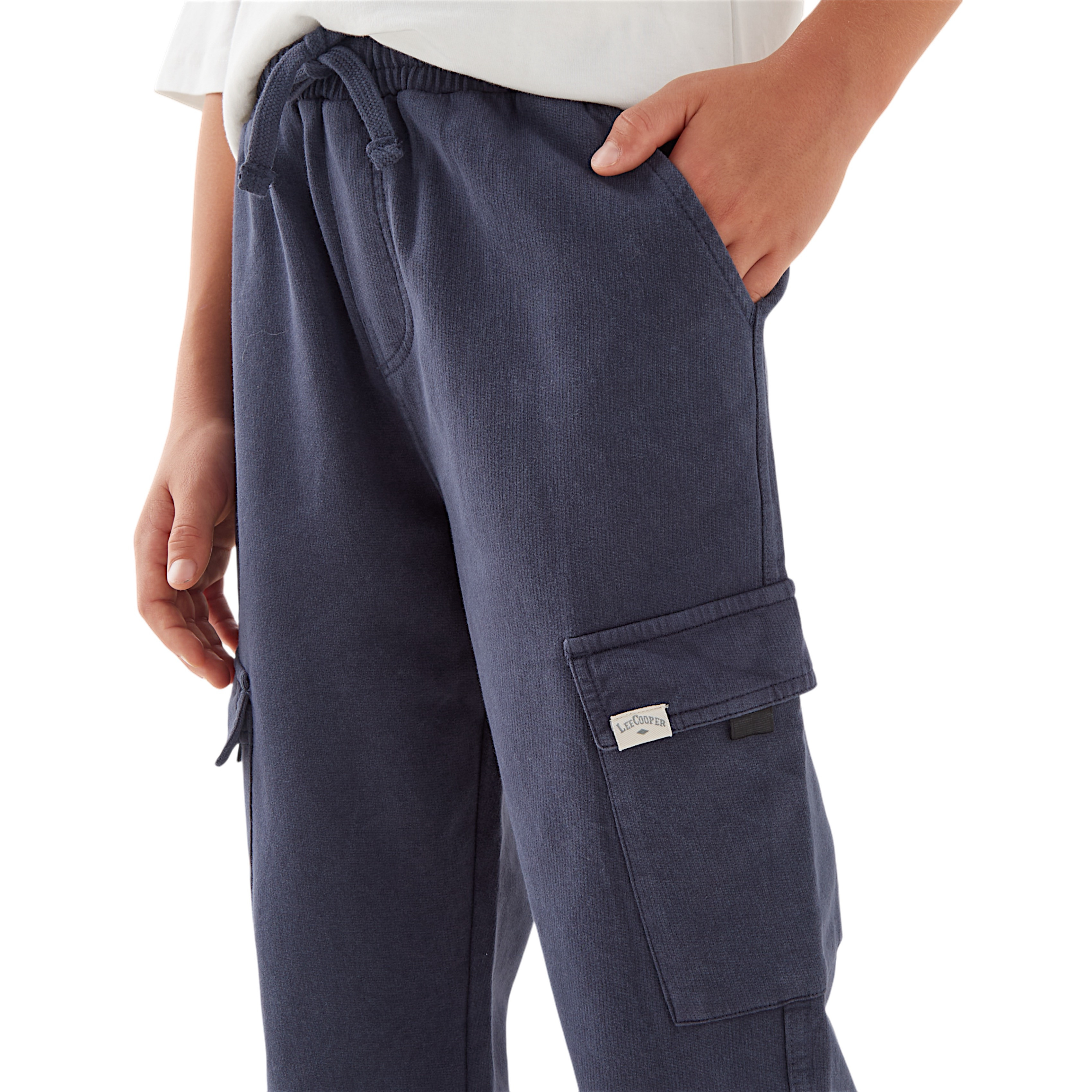 Lee Cooper Solid Joggers with Pockets and Drawstring Closure-boys-clothing-bottoms-joggersandtrackpants-image-5