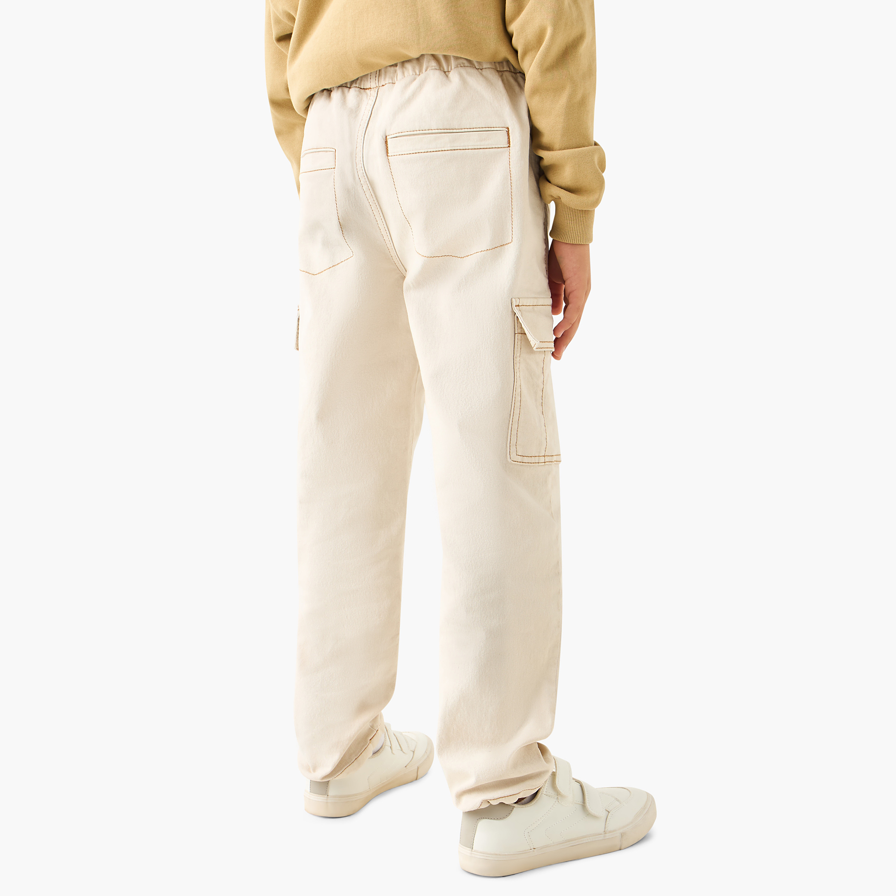 بنطلون كارجو سادة بخصر مطاطي من لي كوبر-boys-clothing-bottoms-trousers-image-3