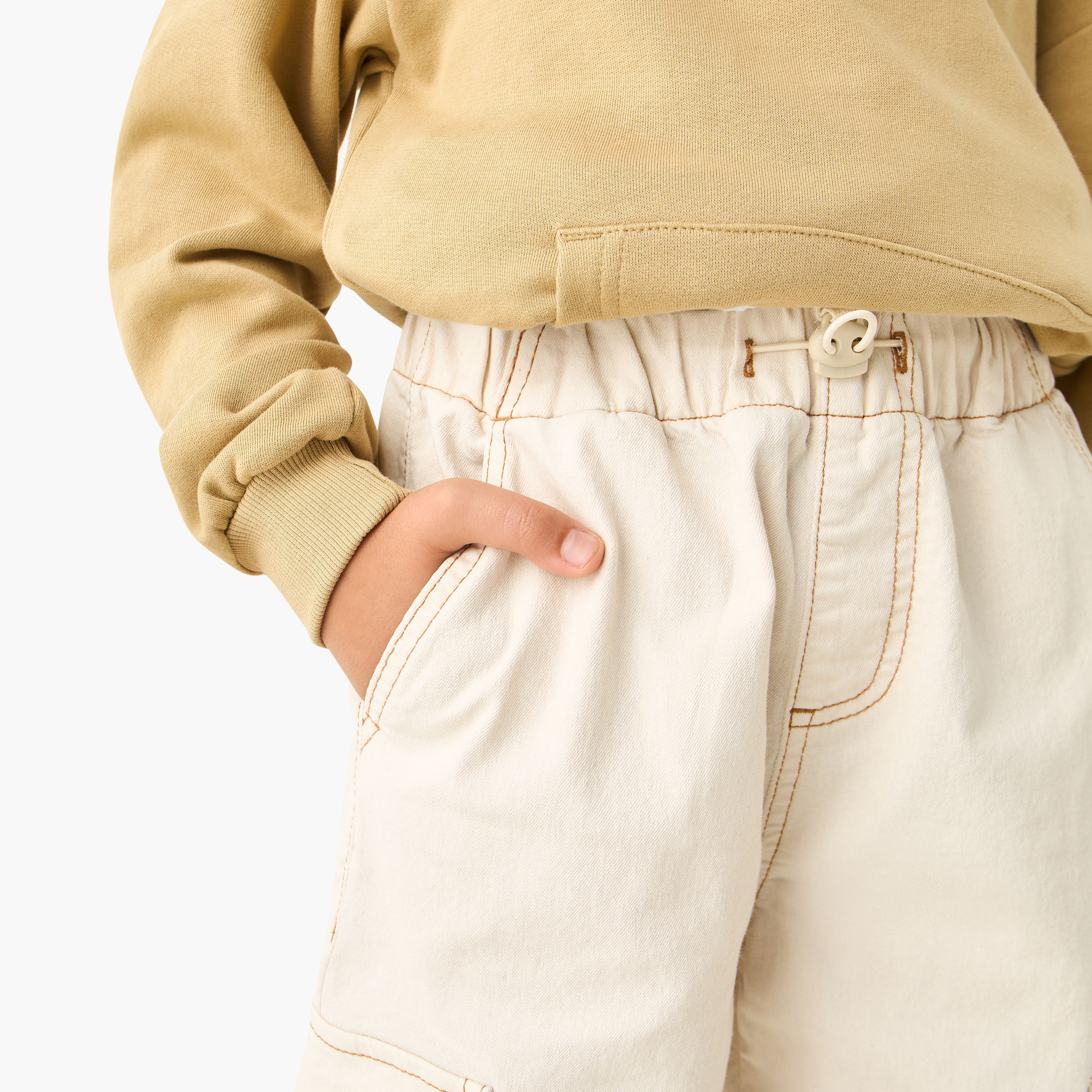 بنطلون كارجو سادة بخصر مطاطي من لي كوبر-boys-clothing-bottoms-trousers-image-4
