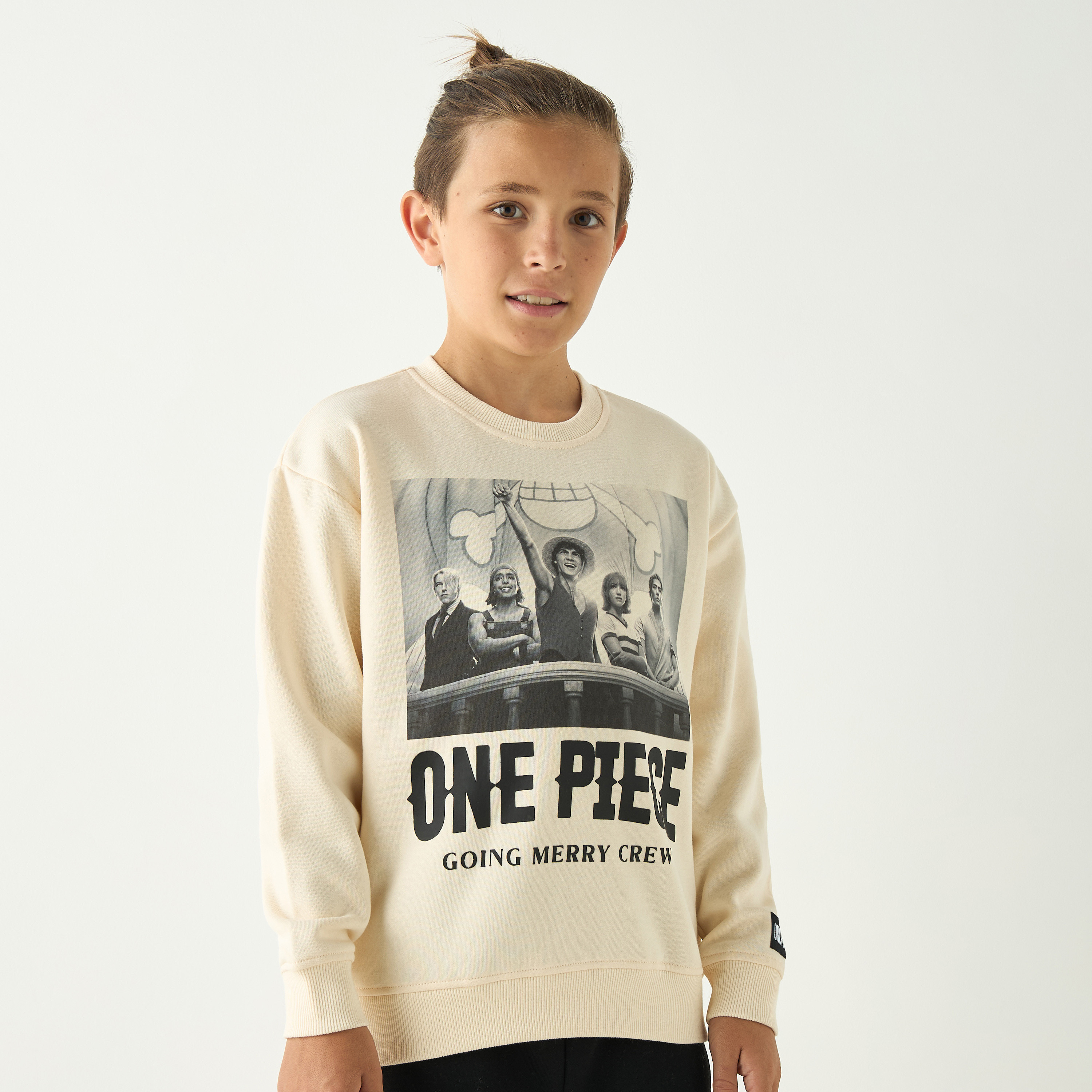 Netflix One Piece Print Long Sleeves Sweatshirt with Crew Neck-boys-clothing-jumpersandcardigans-image-1
