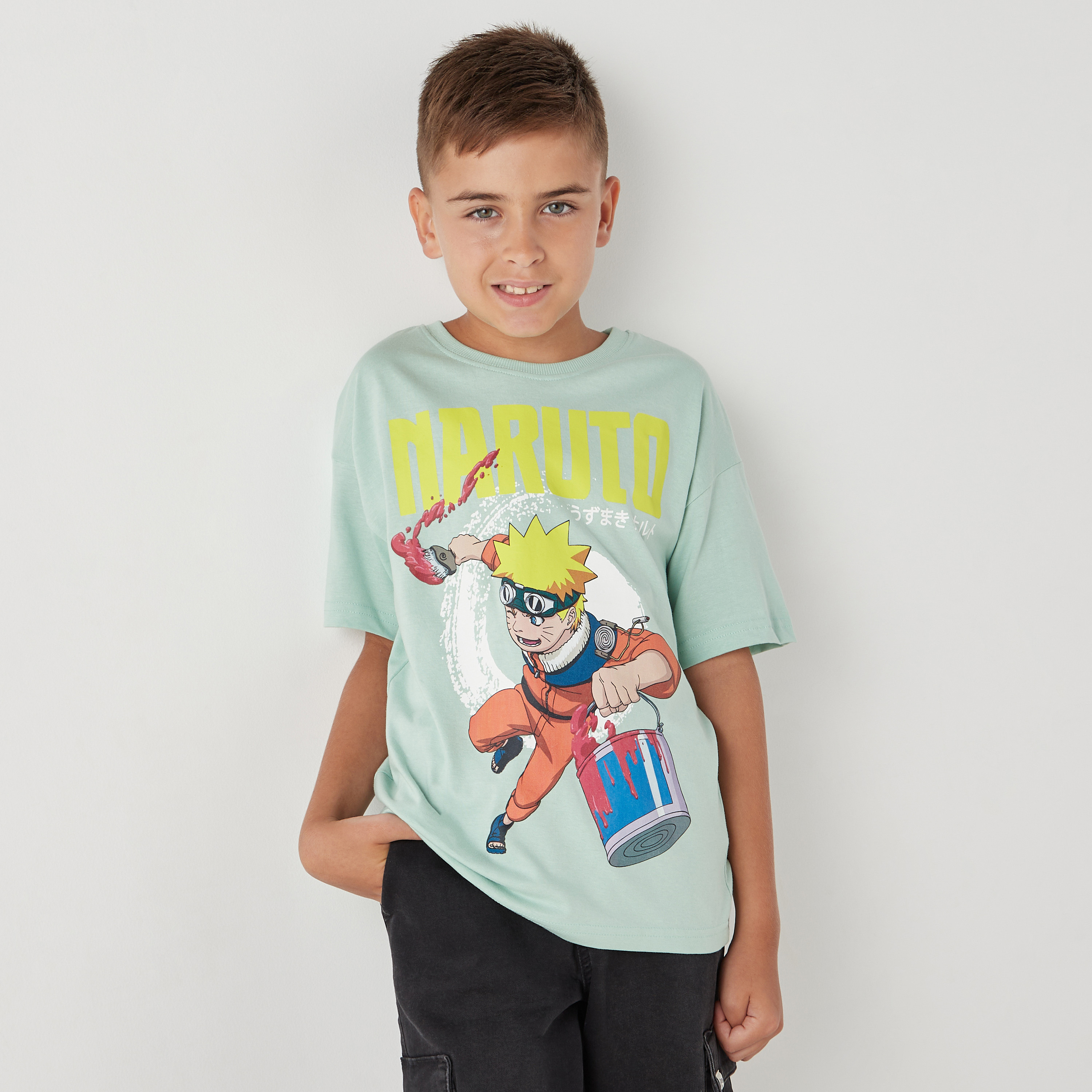 تيشيرت بياقة ضيقة وأكمام قصيرة وطبعات ناروتو من تي في طوكيو-boys-clothing-tshirtsandpolos-image-1