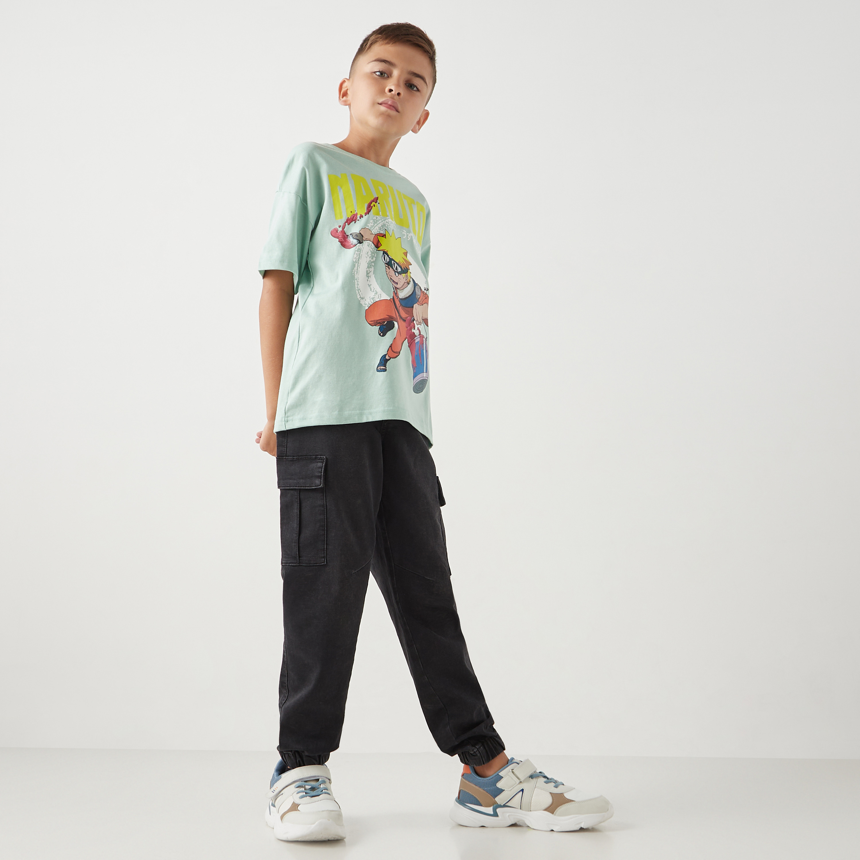 تيشيرت بياقة ضيقة وأكمام قصيرة وطبعات ناروتو من تي في طوكيو-boys-clothing-tshirtsandpolos-image-2